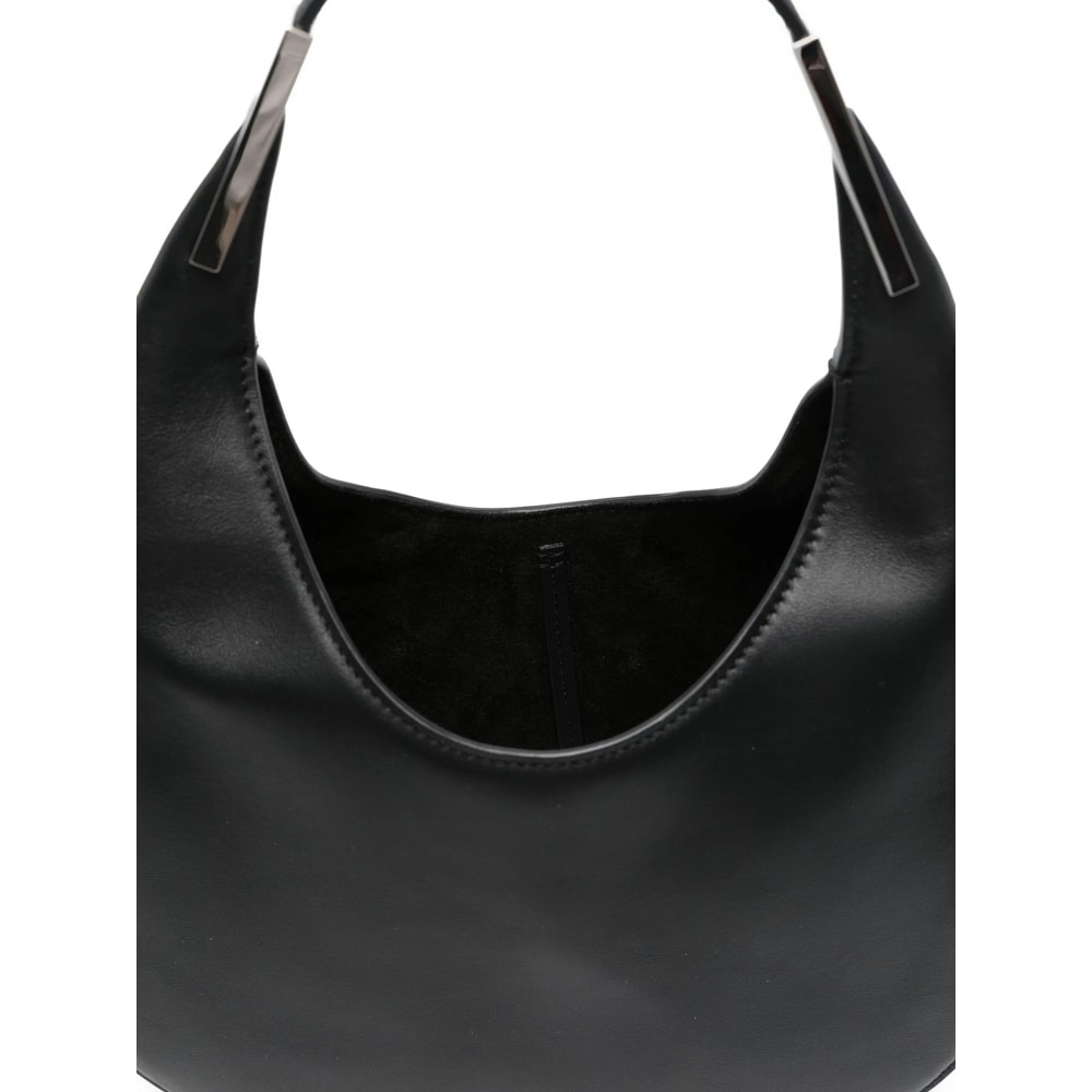 Savette The Small Florence Hobo In Smooth Calf Leather In Black