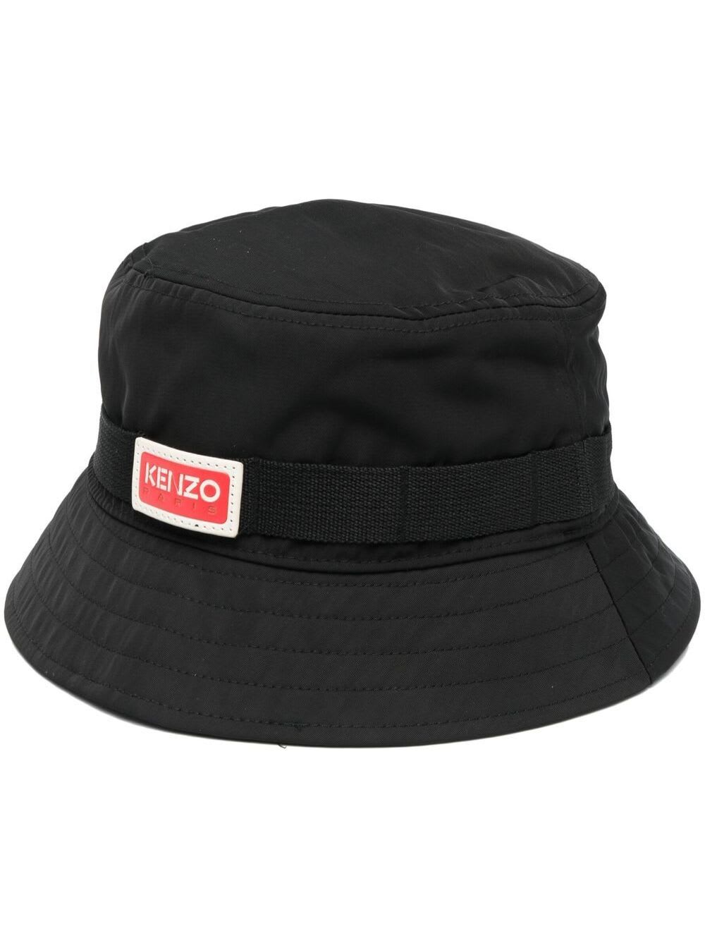 jungle Black Bucket Hat With Logo Patch Man Kenzo