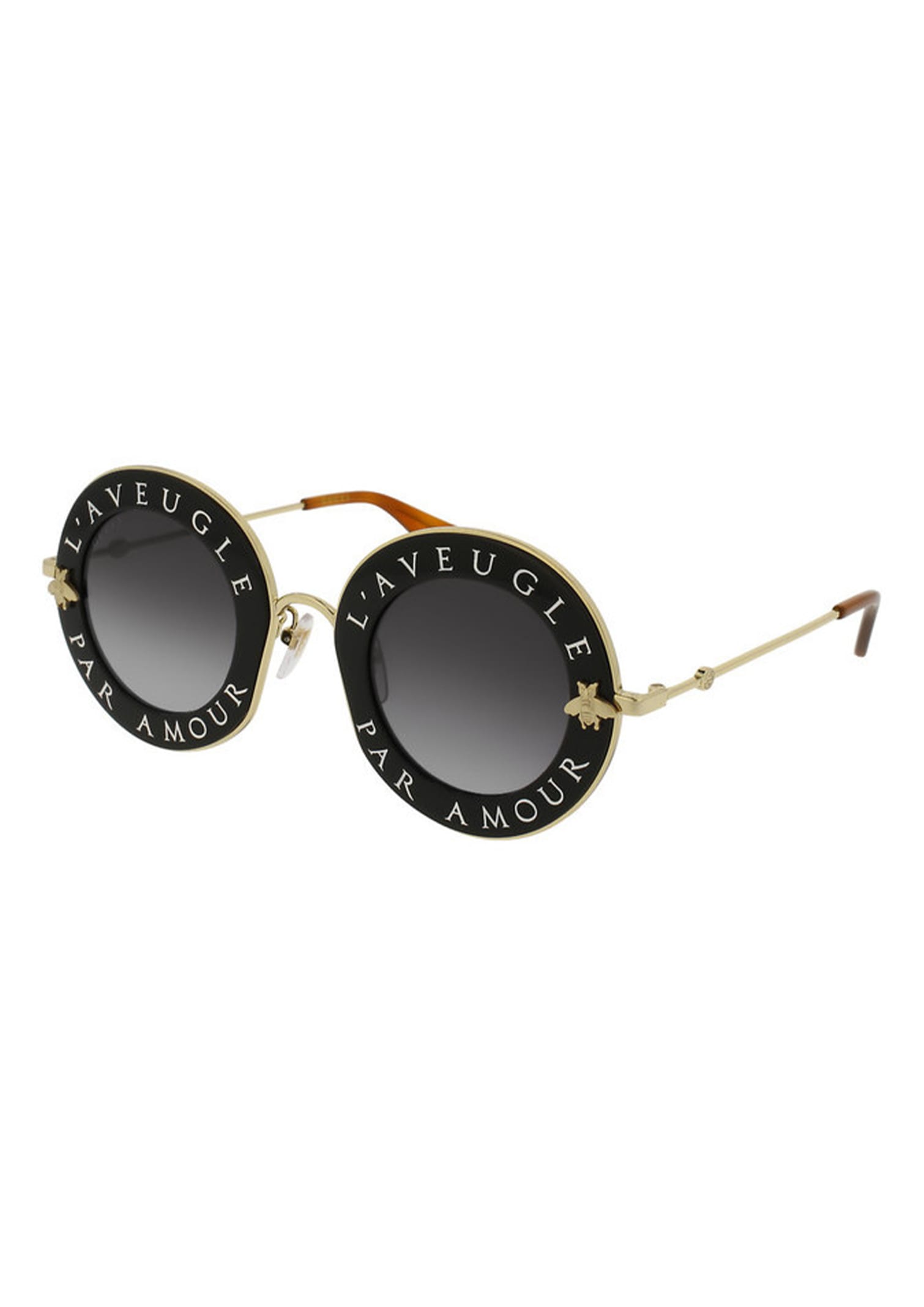 Gucci Gg0113s Sunglasses In Black Gold Grey