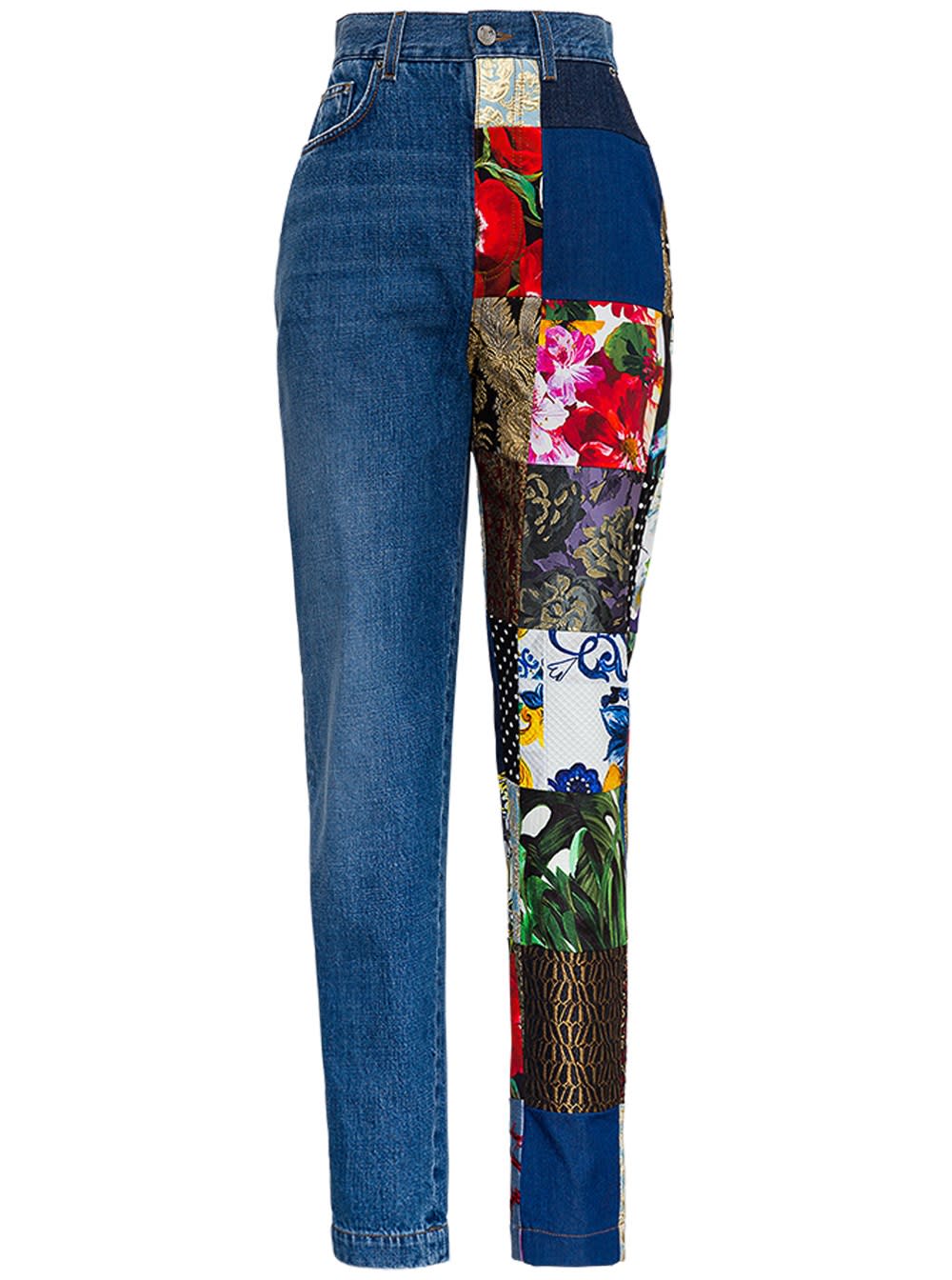Dolce & Gabbana Denim Jeans With Patchwork Inserts Detail