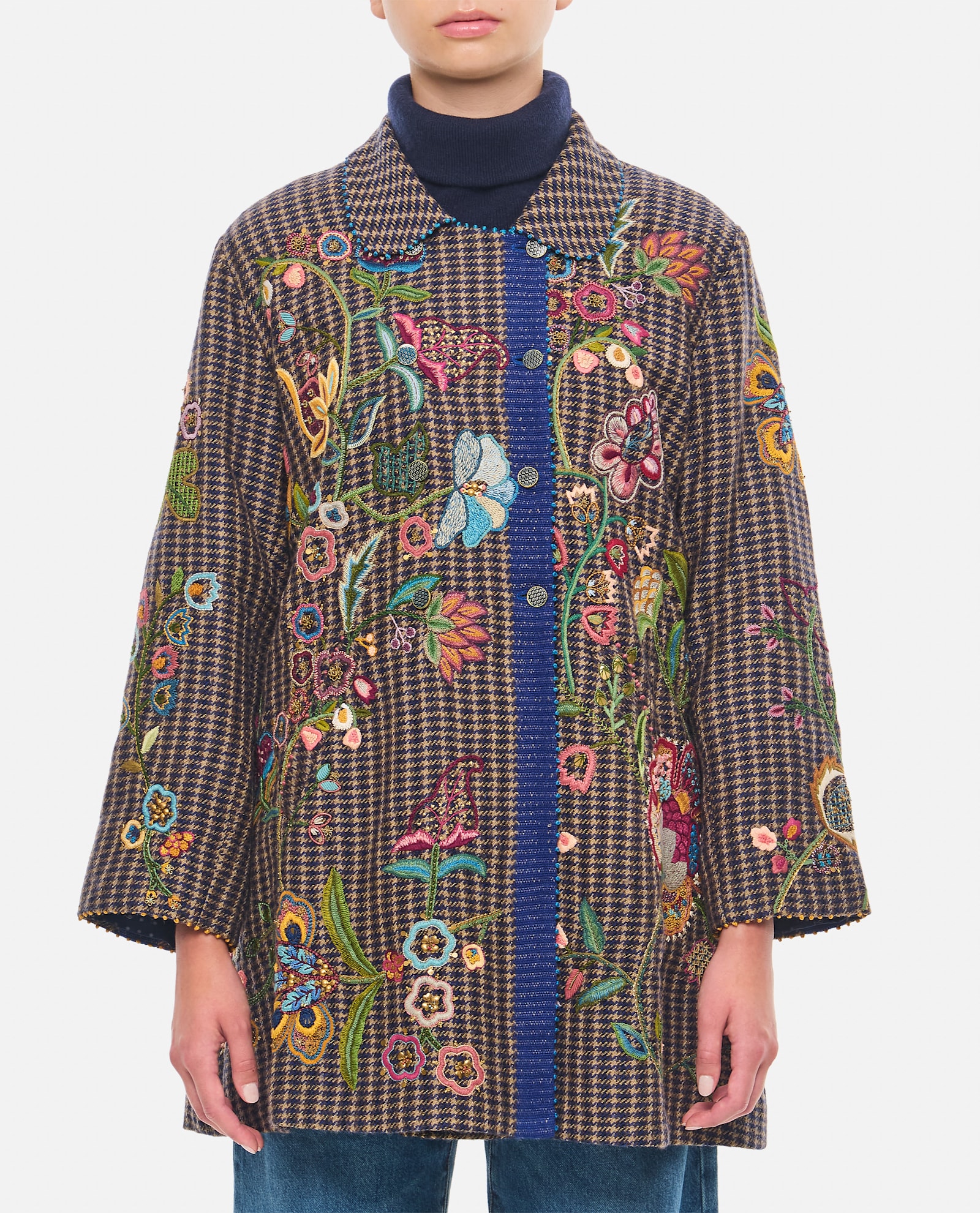 Shop Péro Embroidered Double Face Jacket In Multicolour