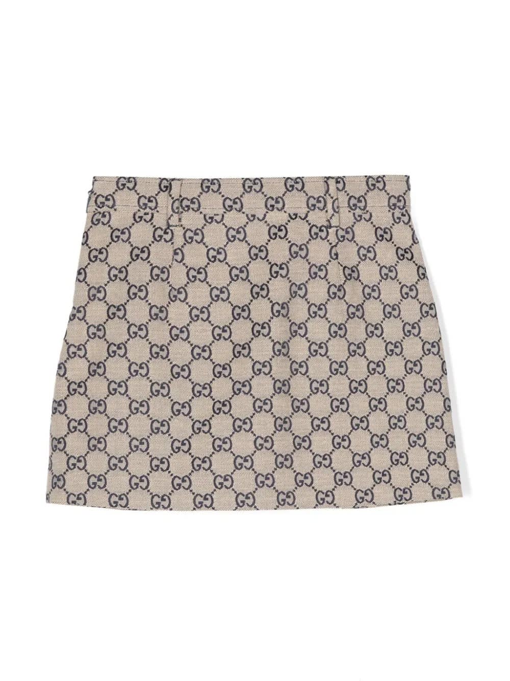 Shop Gucci Gg Fabric Skirt In Beige And Blue In Brown