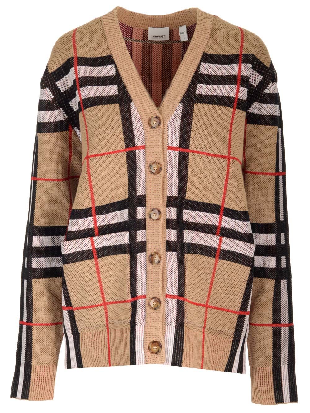 Shop Burberry Cotton Cardigan In Beige