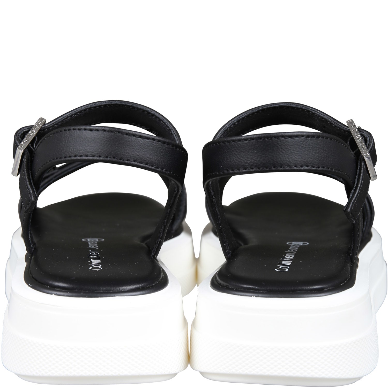Shop Calvin Klein Black Sandals For Girl With Logo