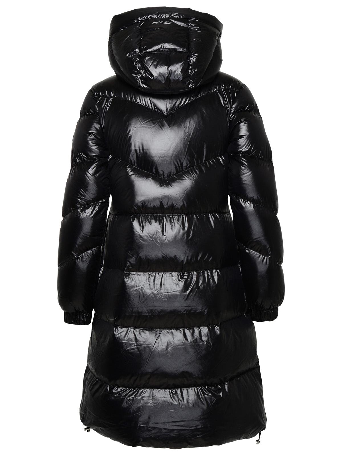 Shop Woolrich Black Nylon Long Down Jacket