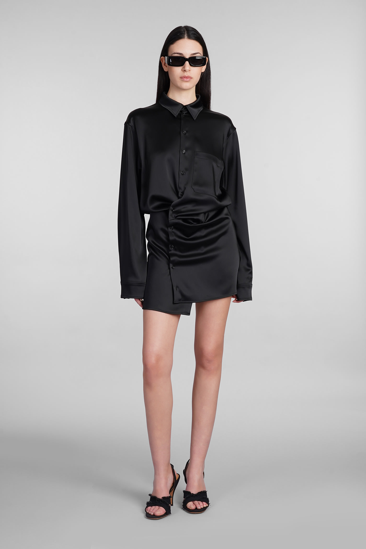 Off-white Dress In Black Acrylic