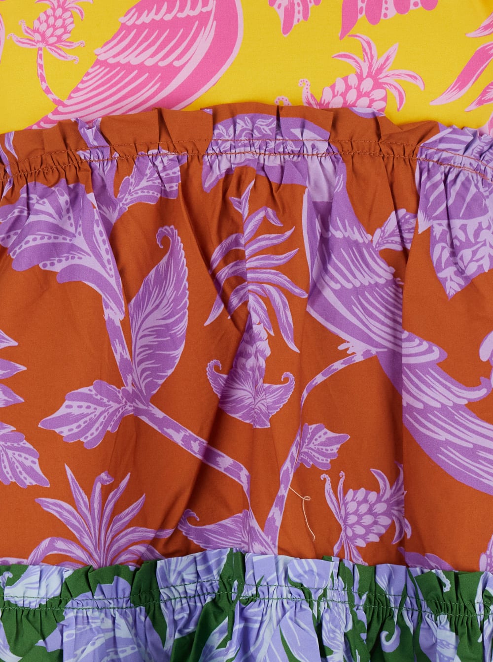Farm Rio Multicolor Dress With All-over Floral Motif And Ruffled Skirt In Multicolor