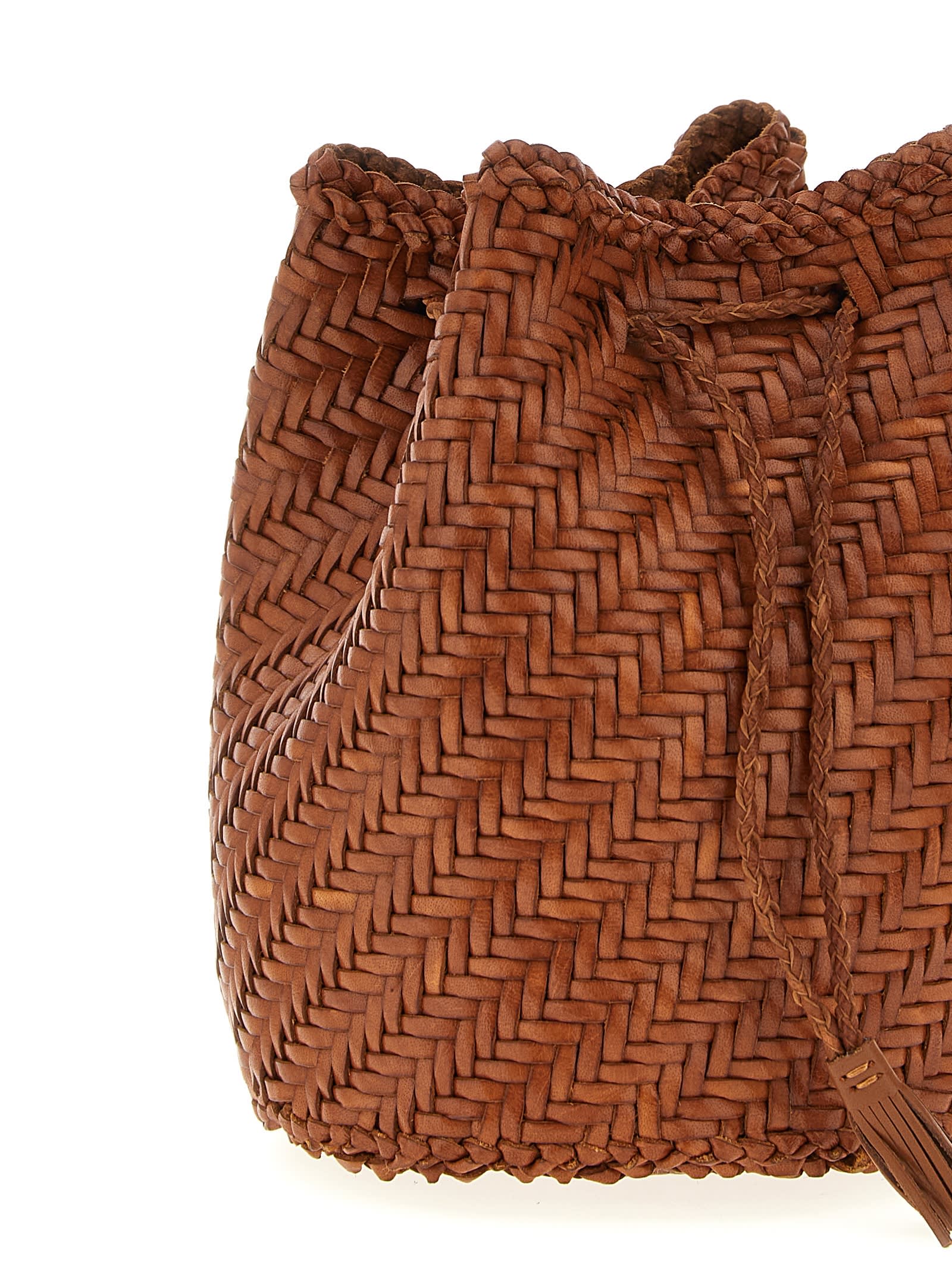 Dragon Diffusion Pompom Double Jump Bucket Bag In Brown