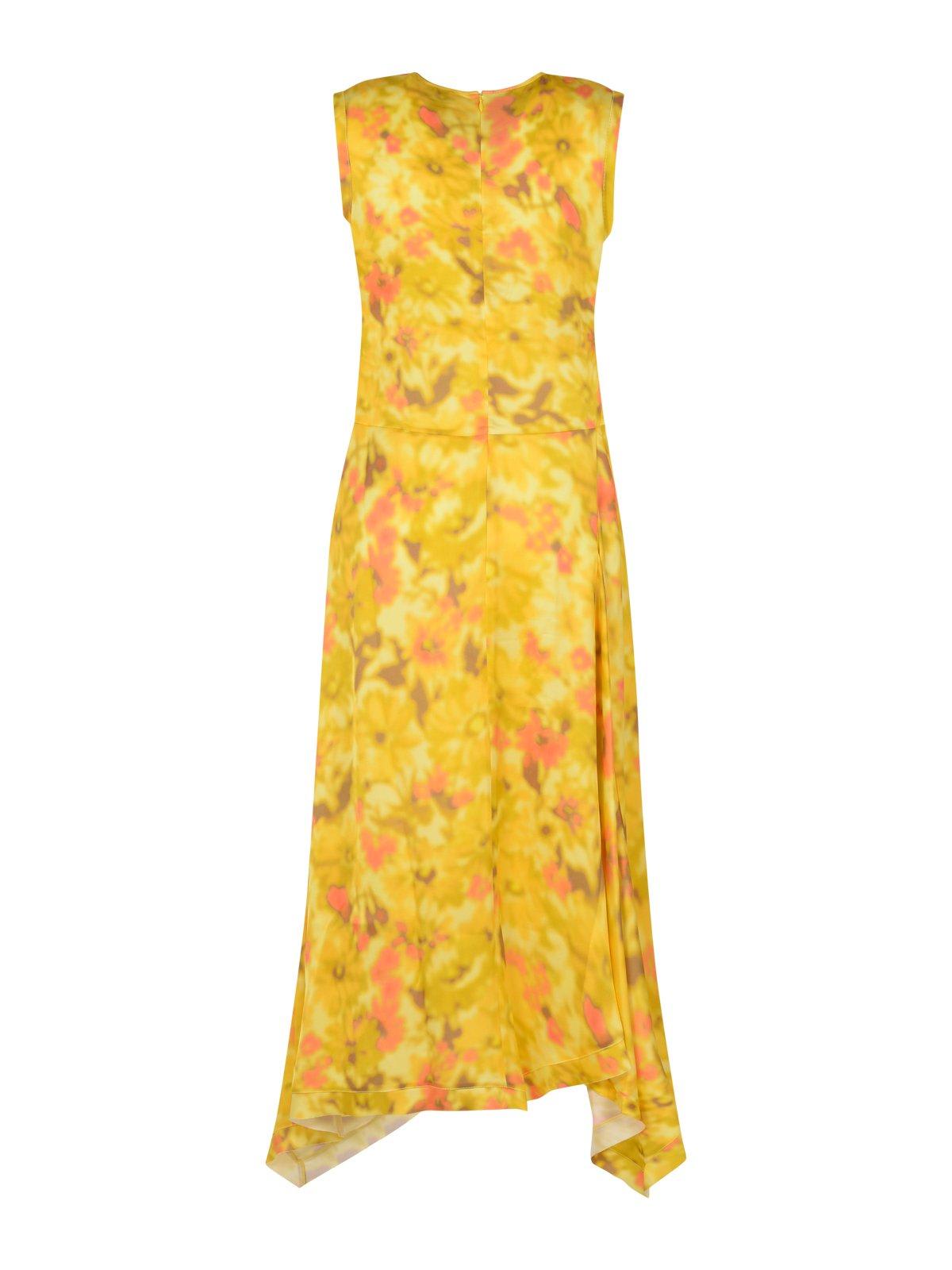 Shop Acne Studios All-over Floral Printed Dress In Yellow