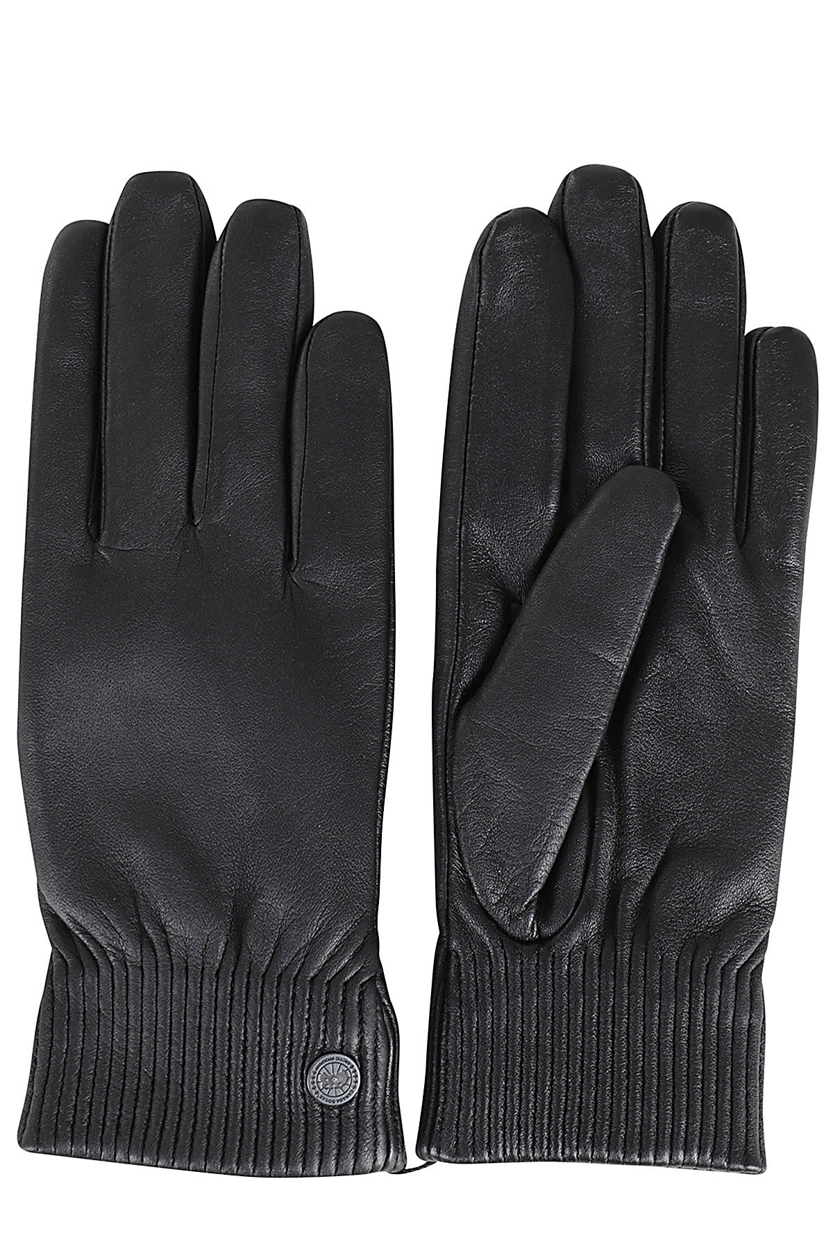 Shop Canada Goose Leather Rib Luxe Glove In Nero