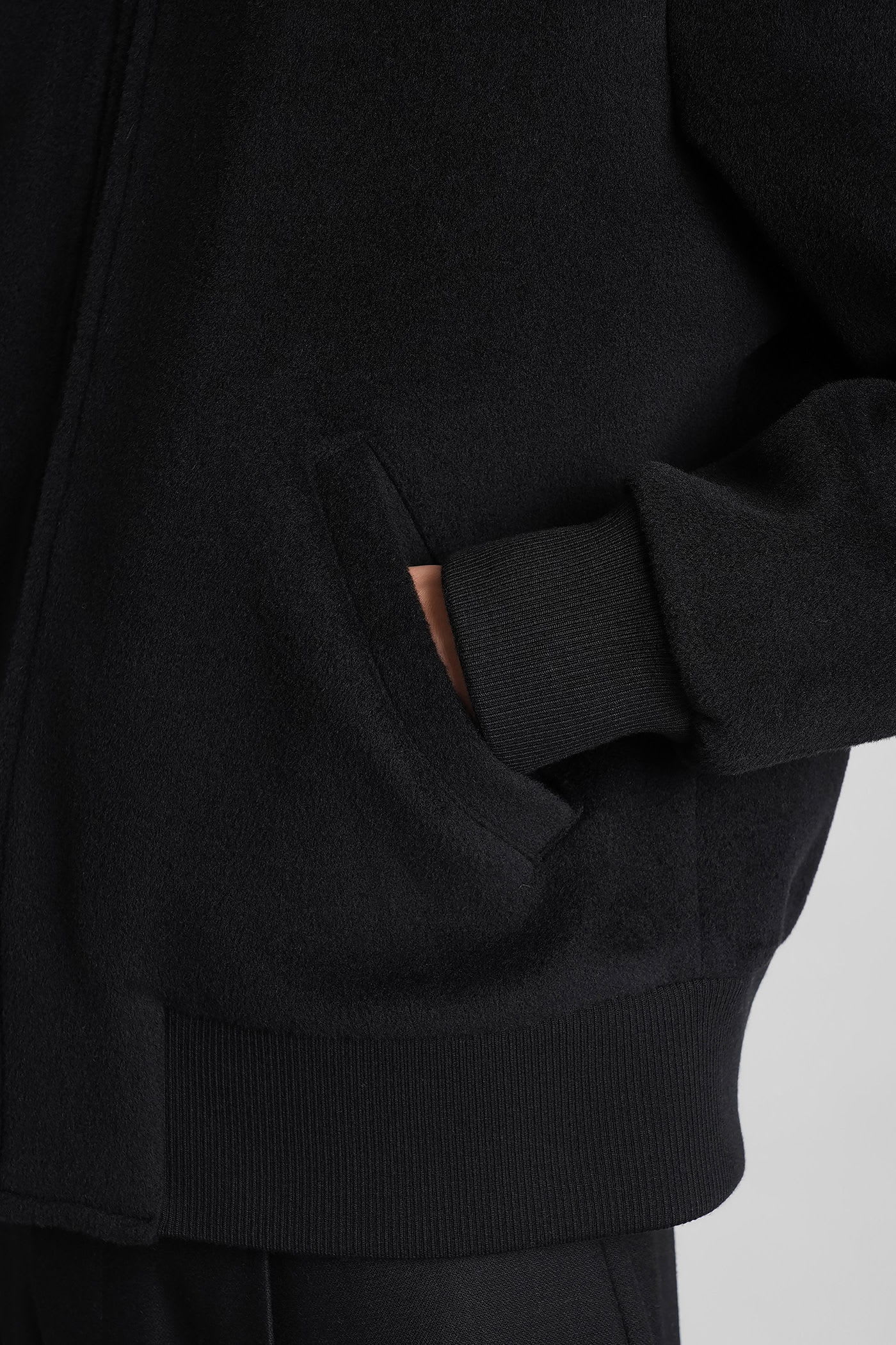 Lardini Bomber Jacket In Black Wool In Multi