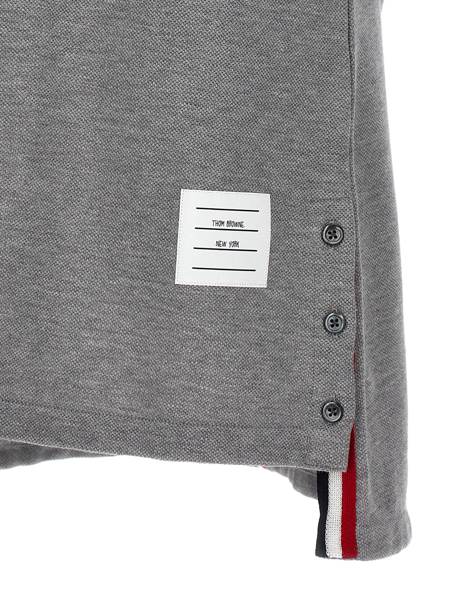 Thom Browne Striped Cotton Pique Polo Dress In Grey