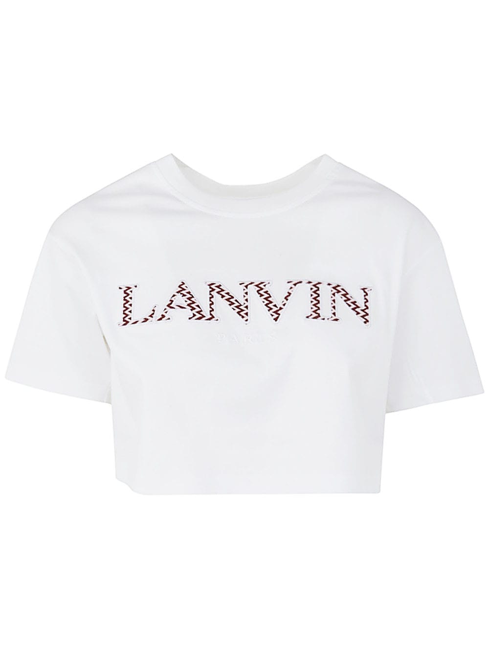 Shop Lanvin Curb Embroidered Cropped T-shirt In Optic White