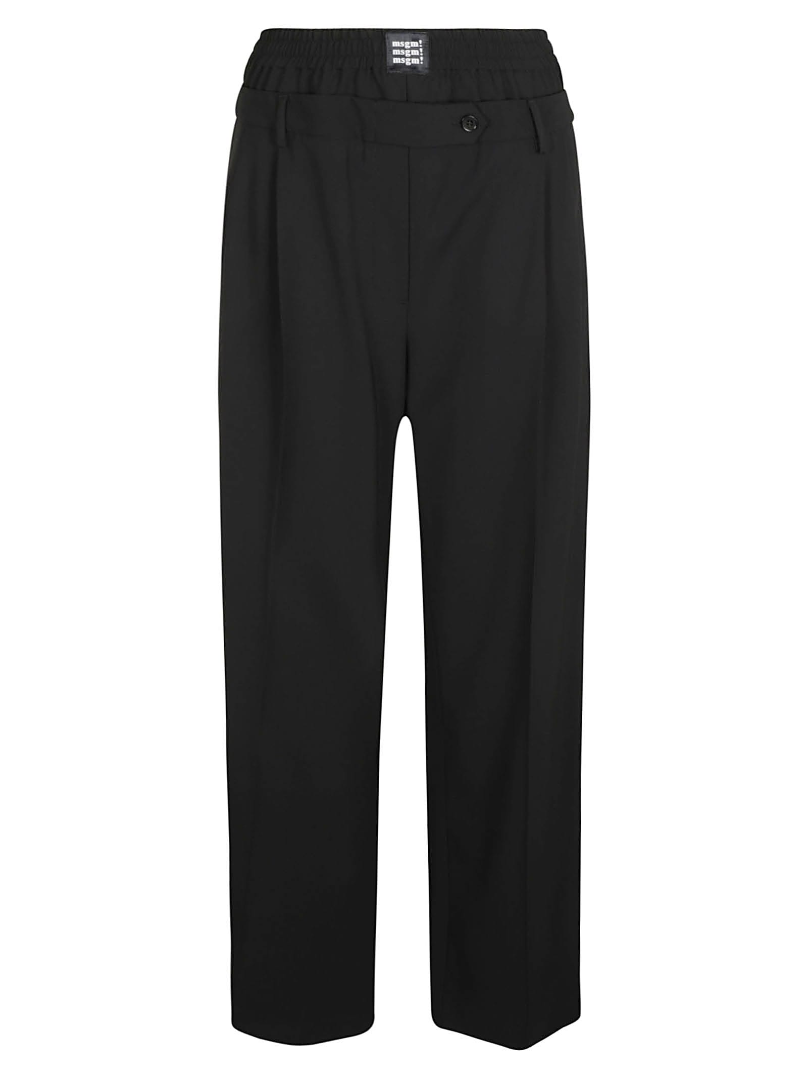 MSGM Elastic Waist Logo Patched Trousers
