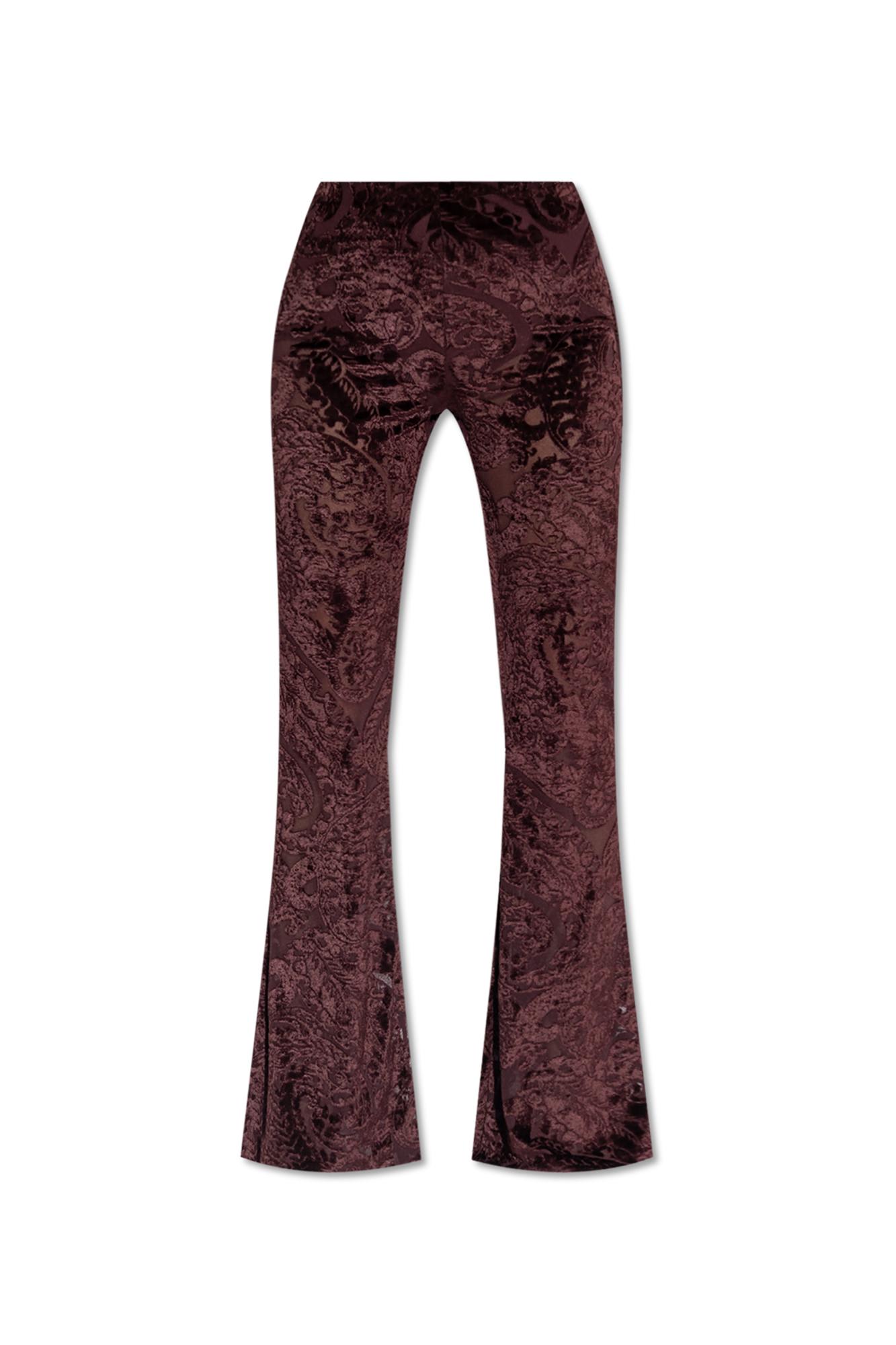 Etro Trousers With A Velvet Pattern In Burgundy