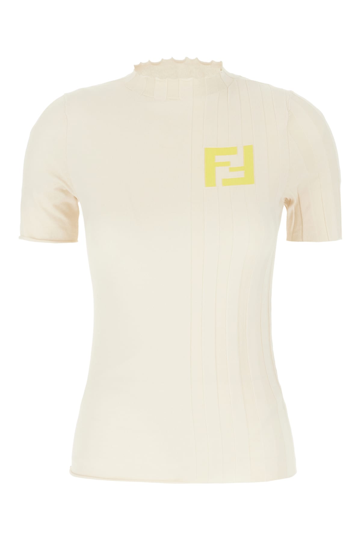 Fendi Sand Stretch Cotton T-shirt In Linen