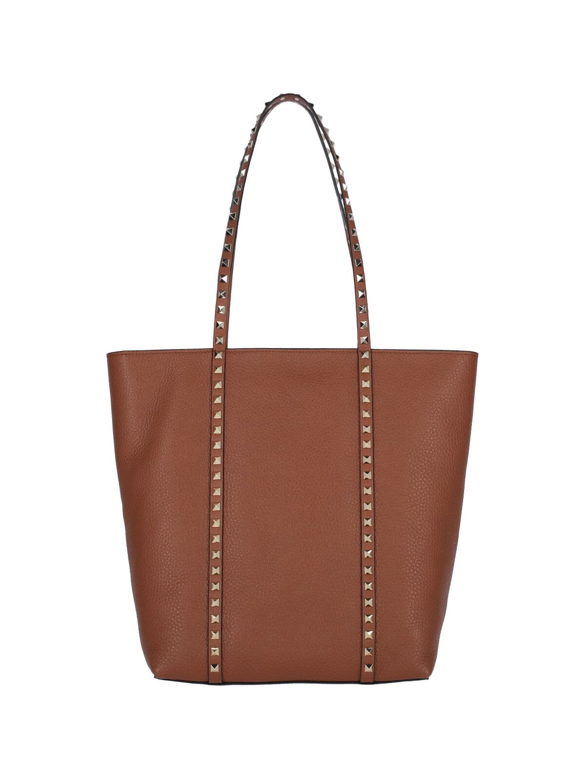 Valentino Women's Caramel Leather Medium Rockstud Shopping Bag