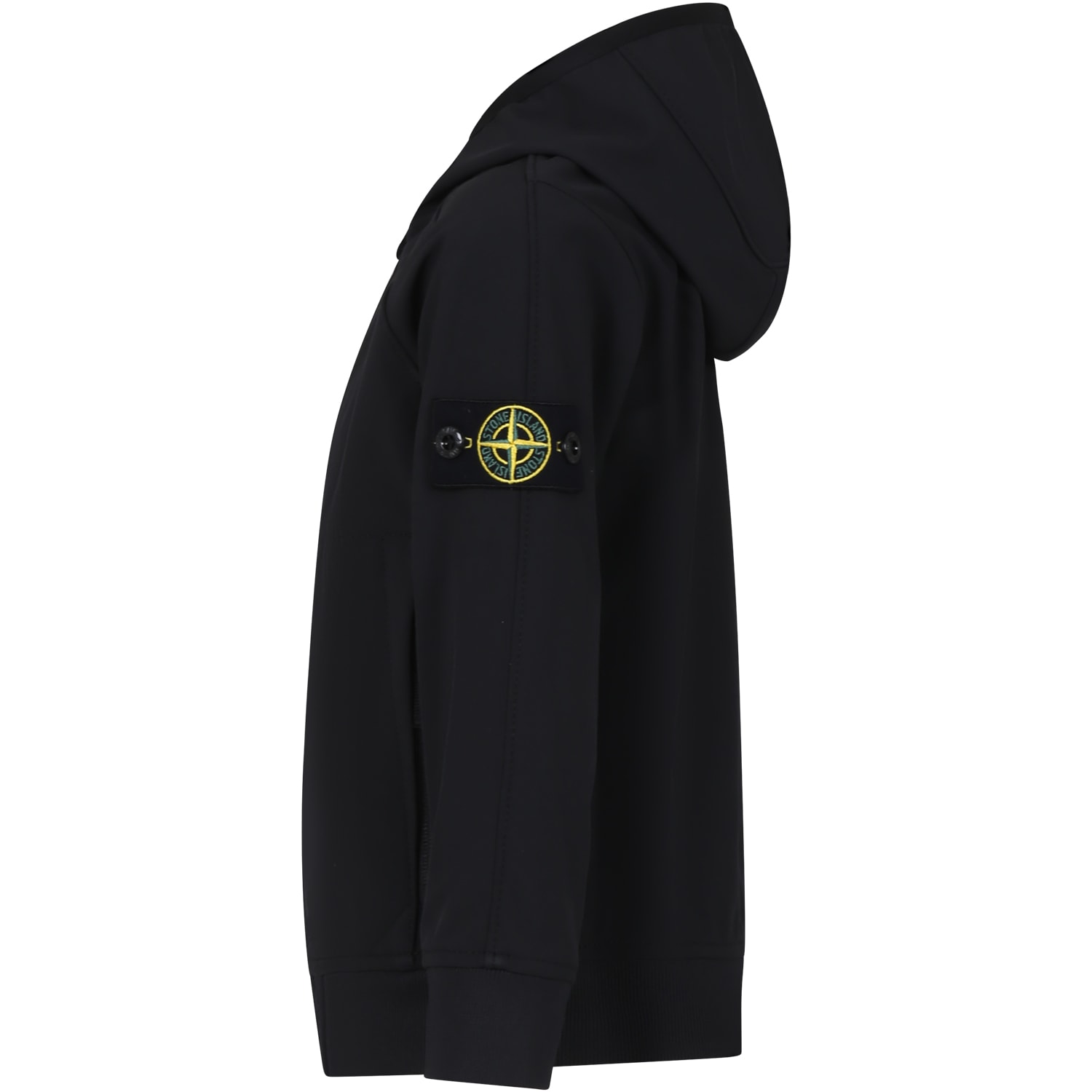 Shop Stone Island Junior Black Jacket For Boy With Compass