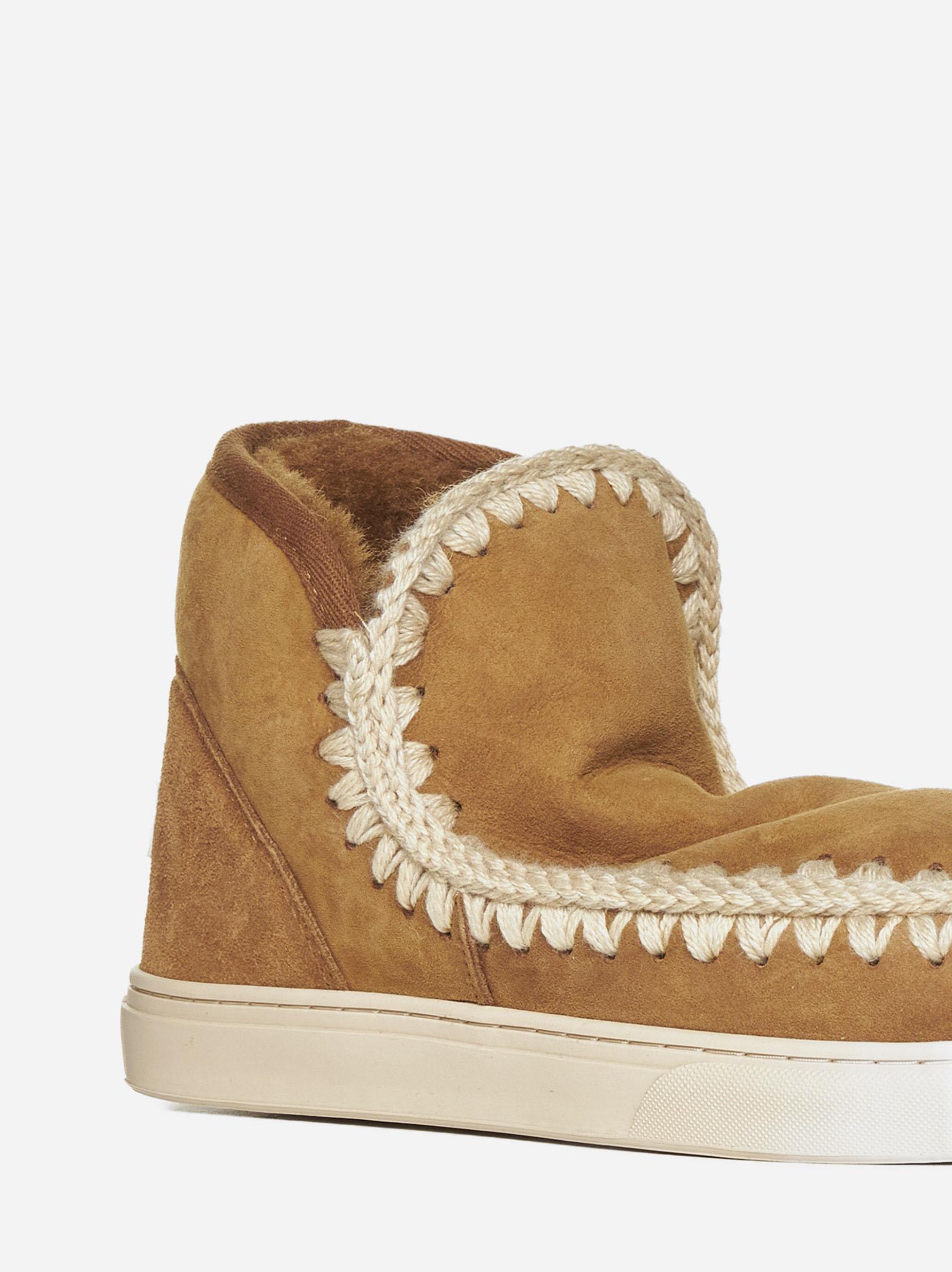 Shop Mou Eskimo Suede And Shearling Ankle Boots In Brown