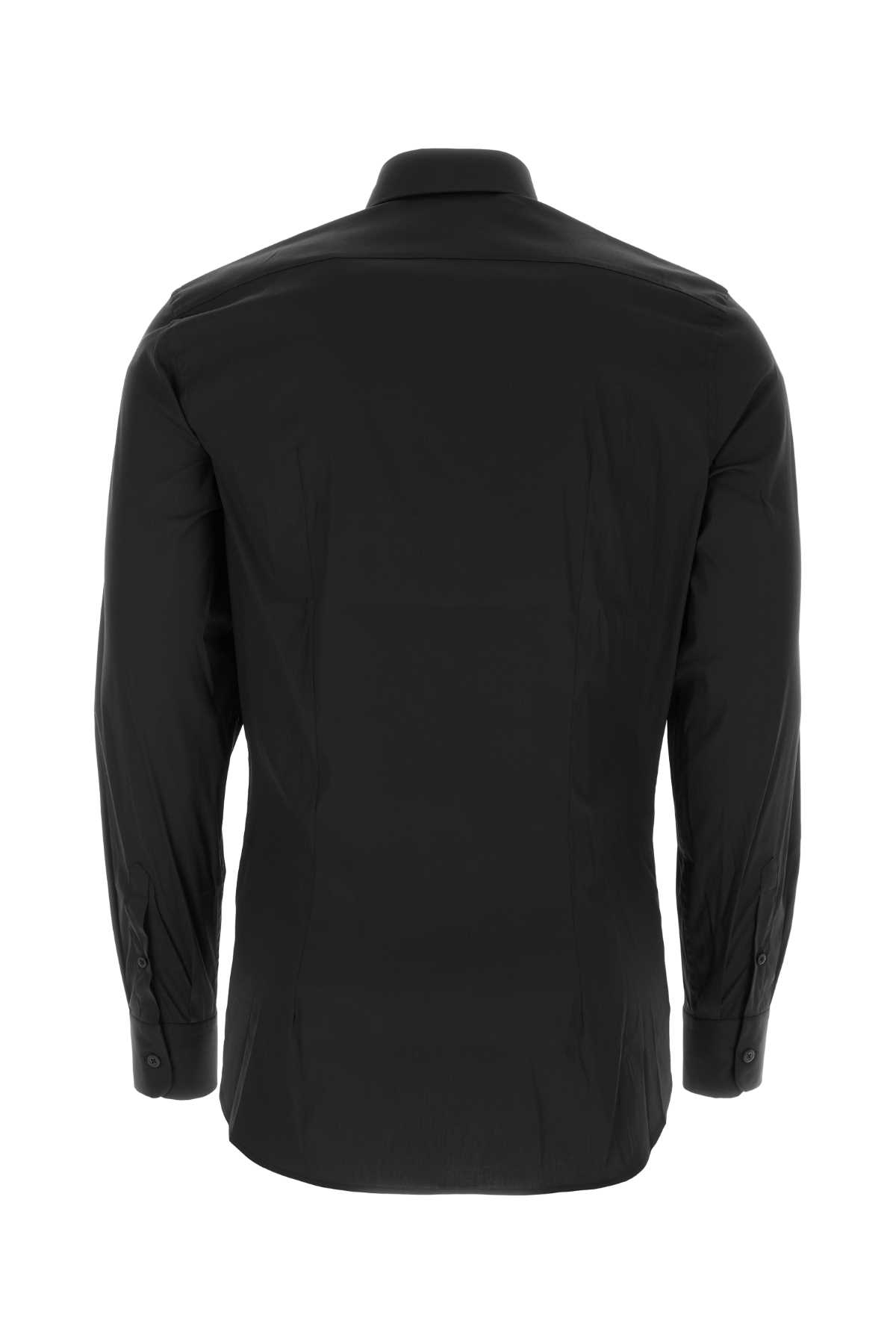 Shop Prada Black Stretch Poplin Shirt In Nero