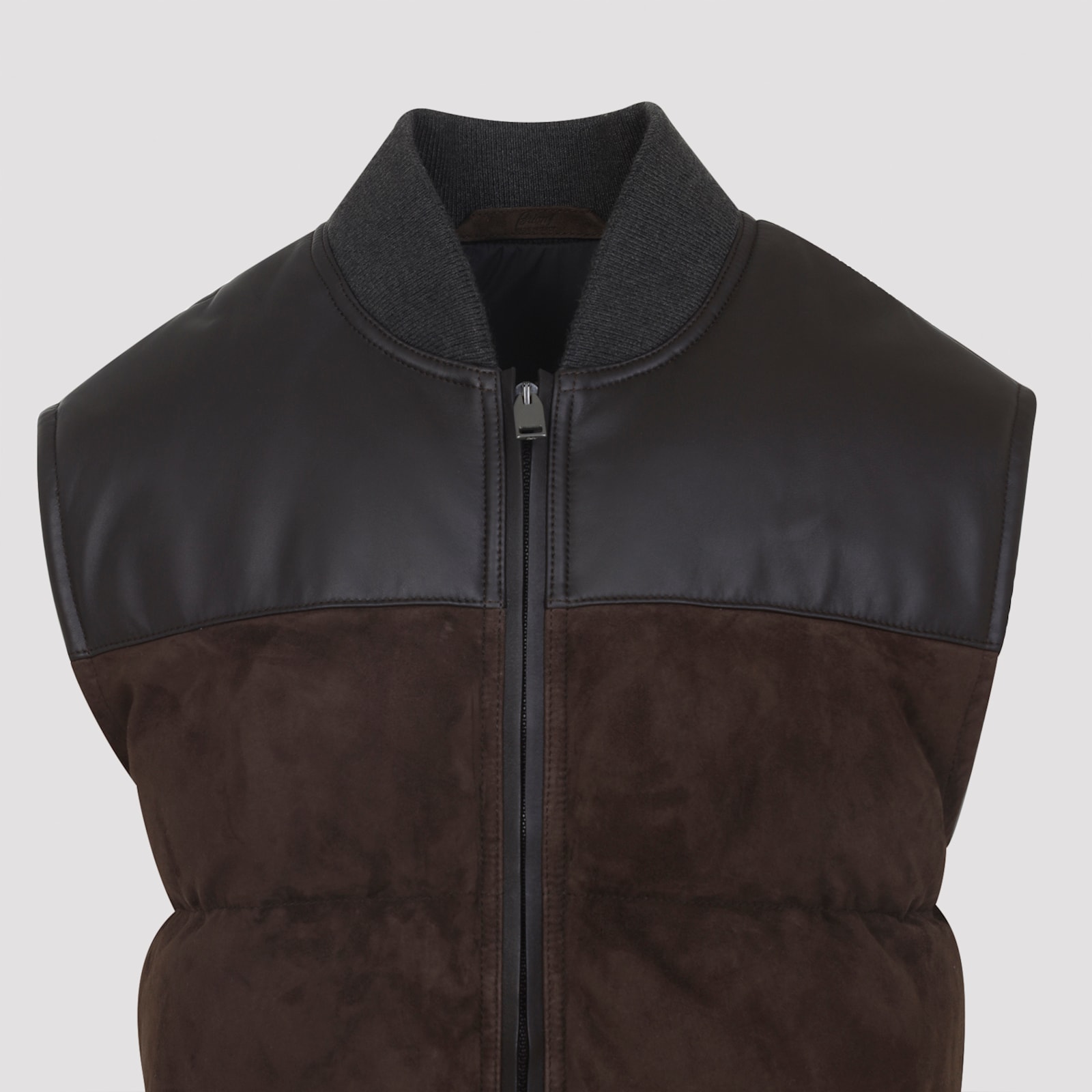 Brioni Sleeveless Puffer Vest Contrast Panels In Black