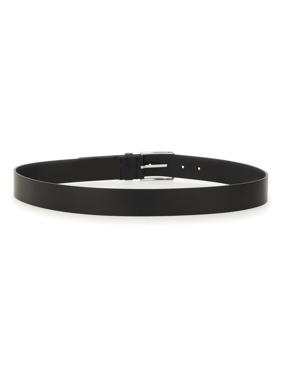 Hugo Boss Adjustable Leather Belt For Versatile Wear In Black