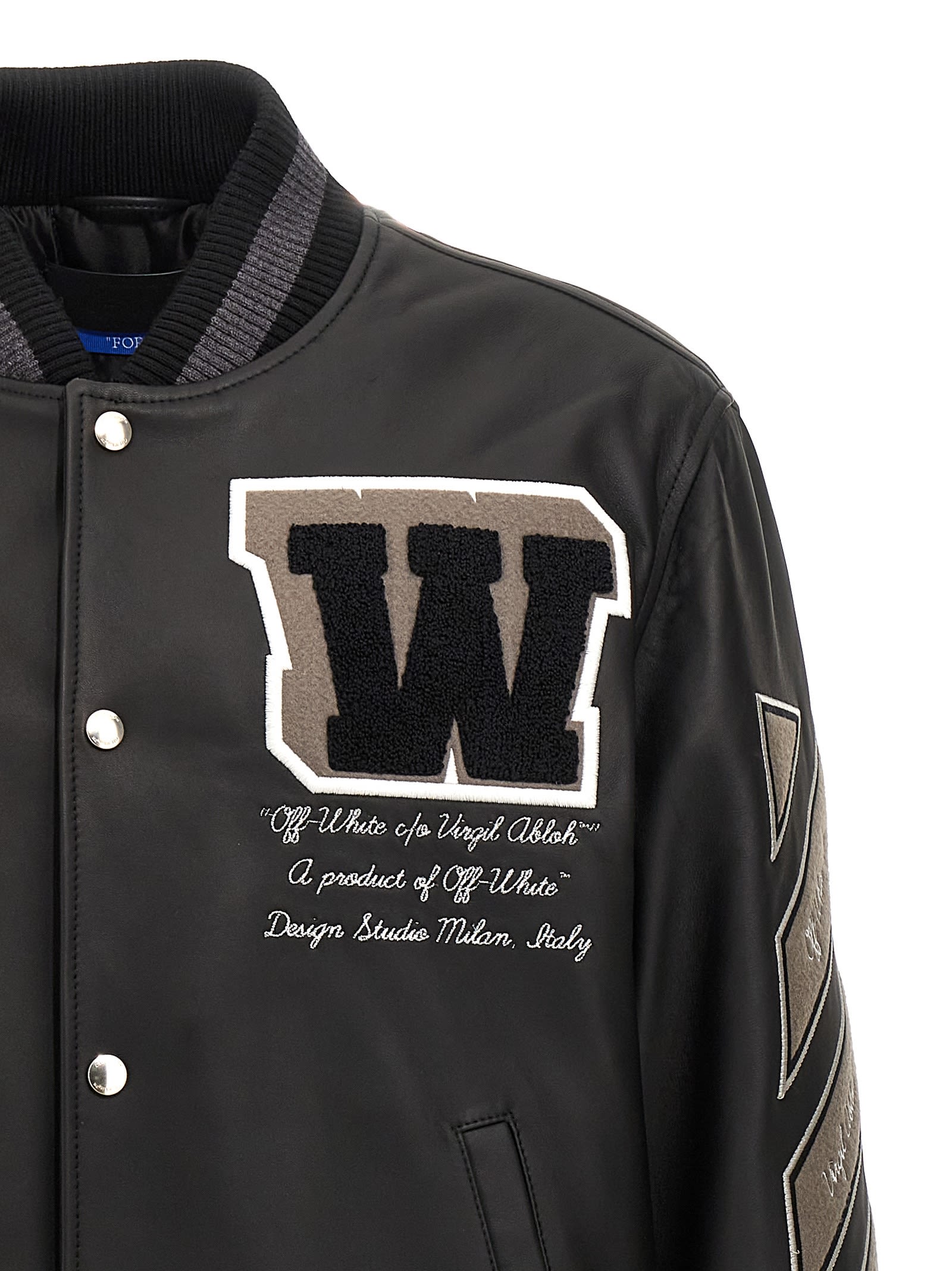 Shop Off-white Varsity Bomber Jacket In Black