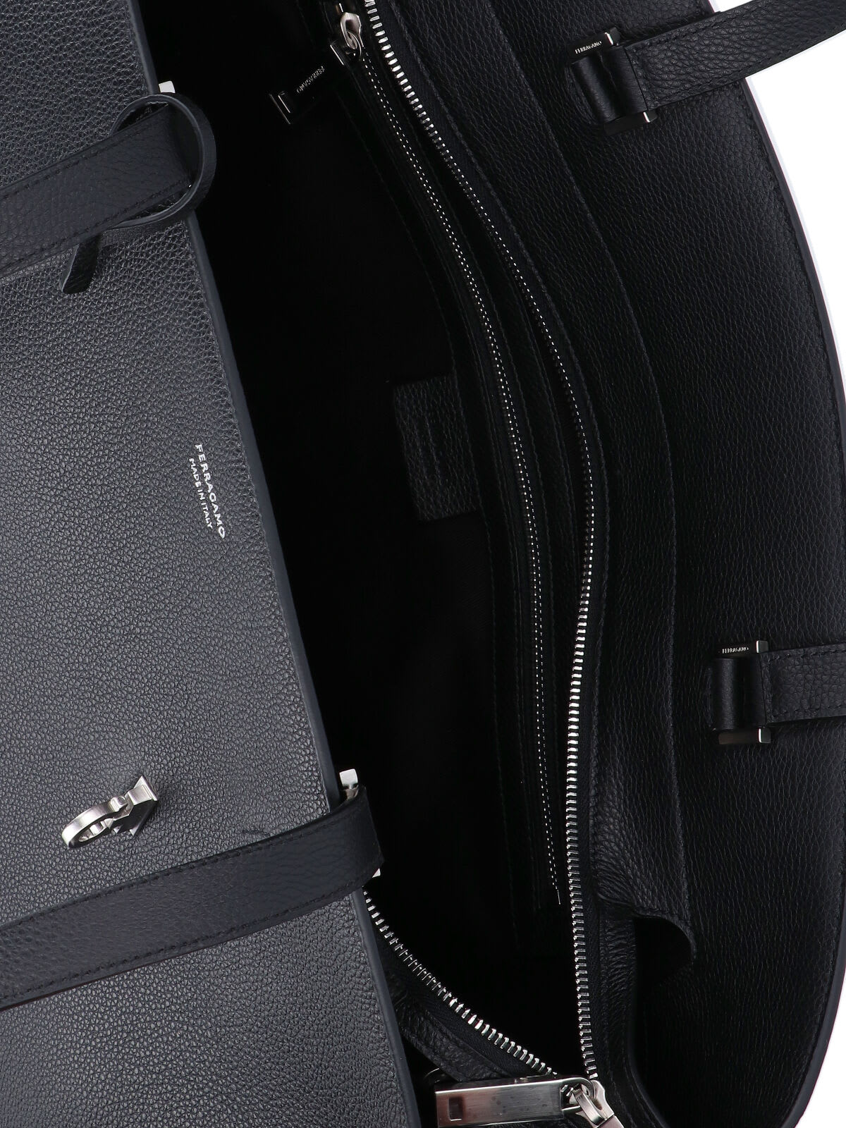 Ferragamo Hug Top-zip Leather Shoulder Bag In Black