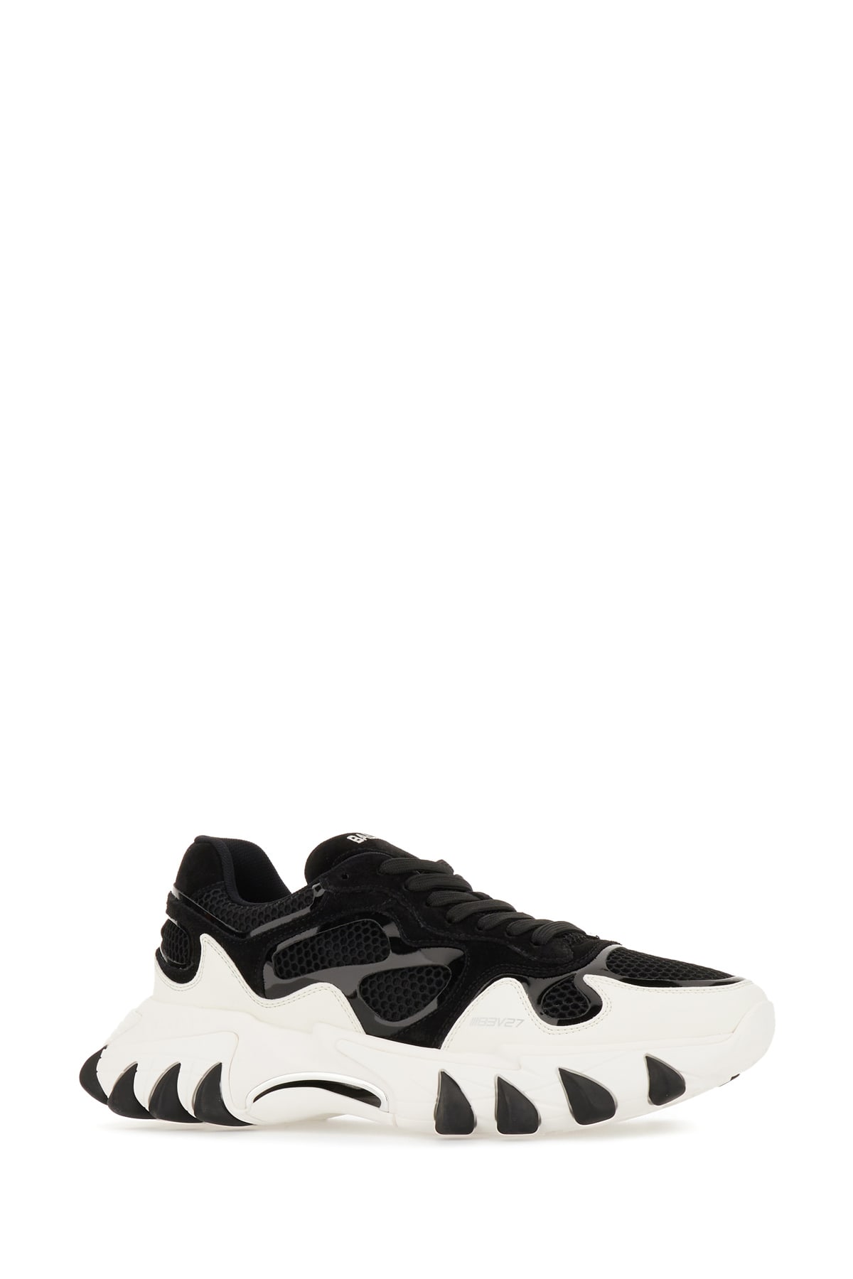 Shop Balmain Two-tone Leather And Mesh B-east Sneakers In Noirblanc