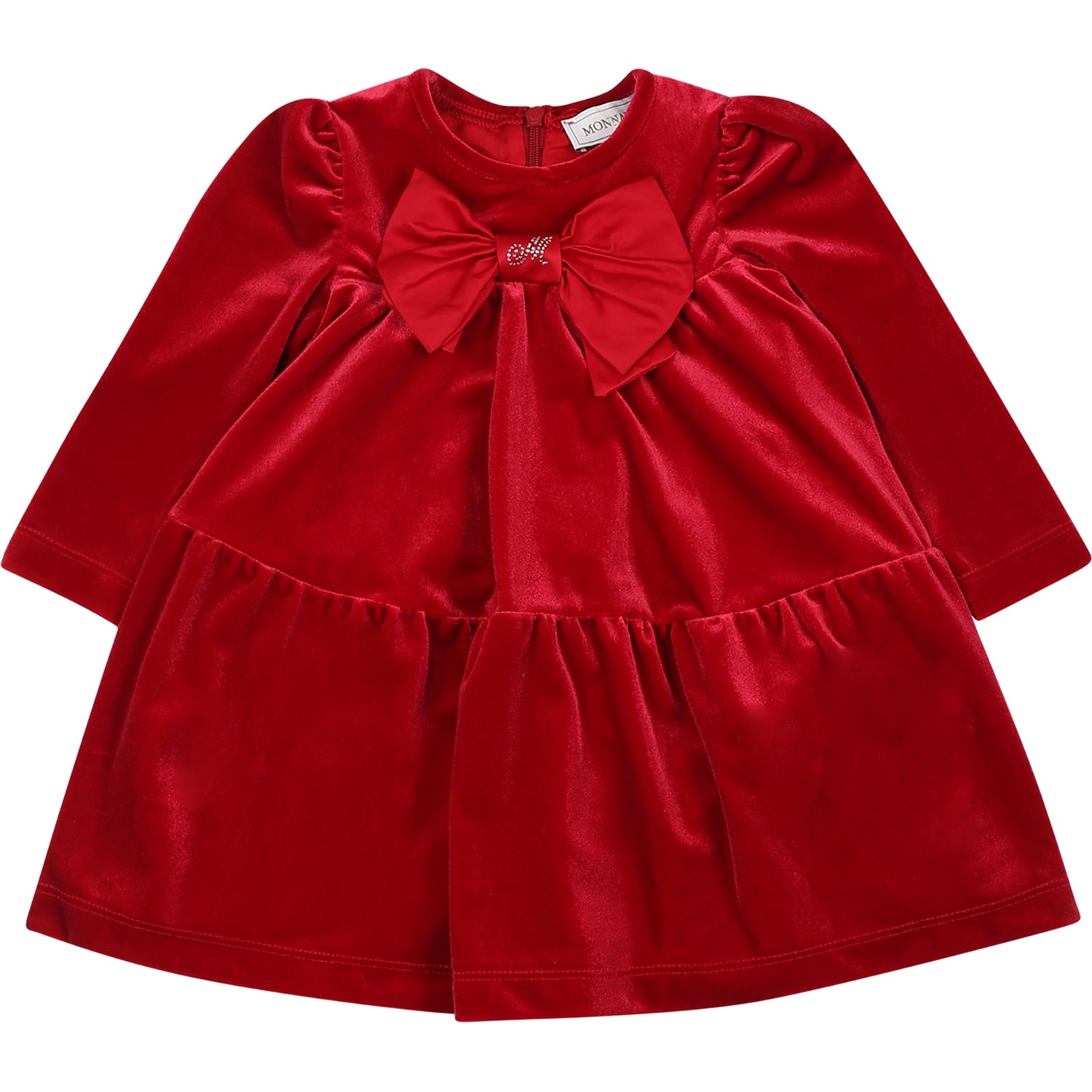 Shop Monnalisa Red Dress For Girl With Bow
