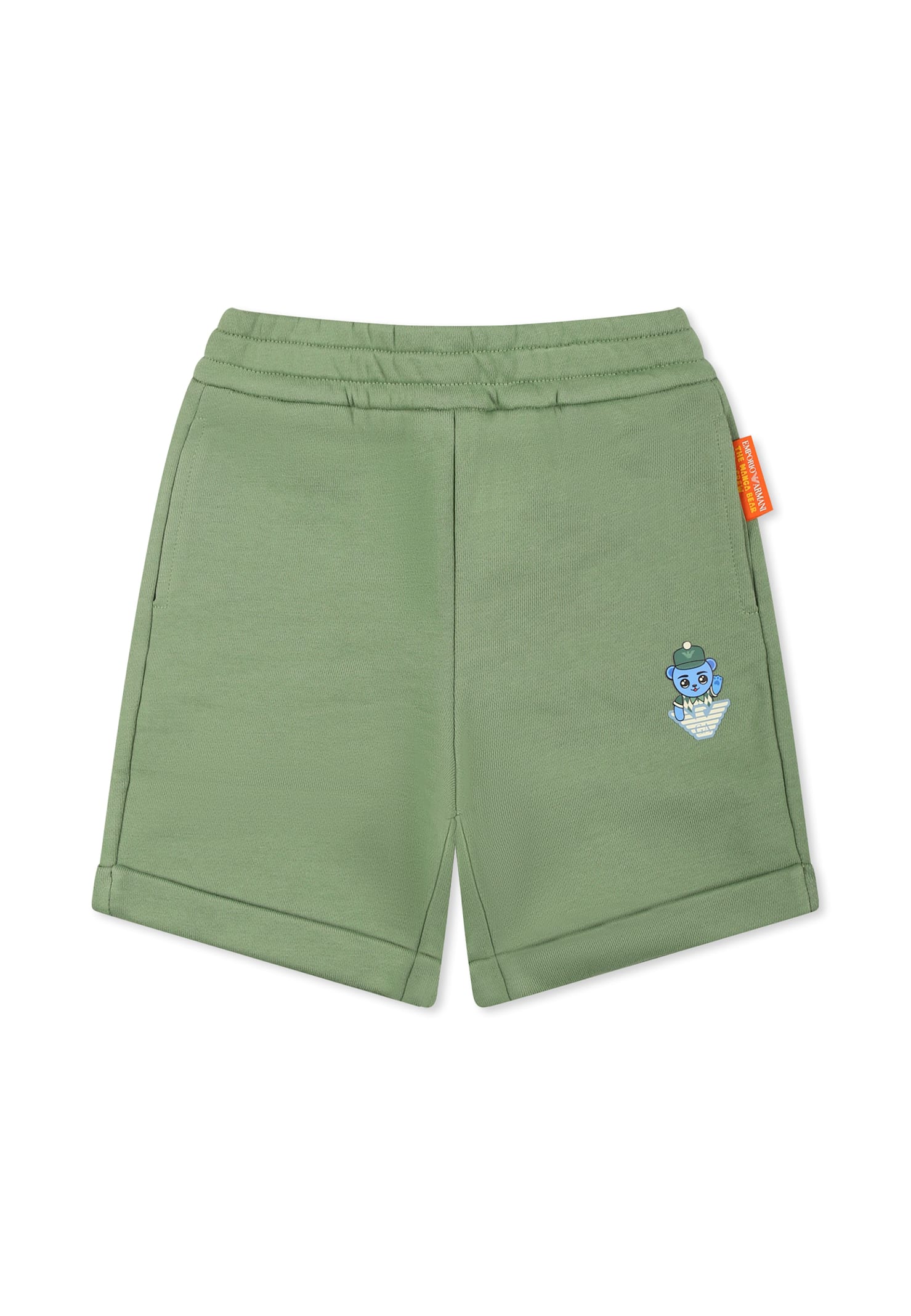 Emporio Armani Green Shorts For Baby Boy With Manga Bear In Green