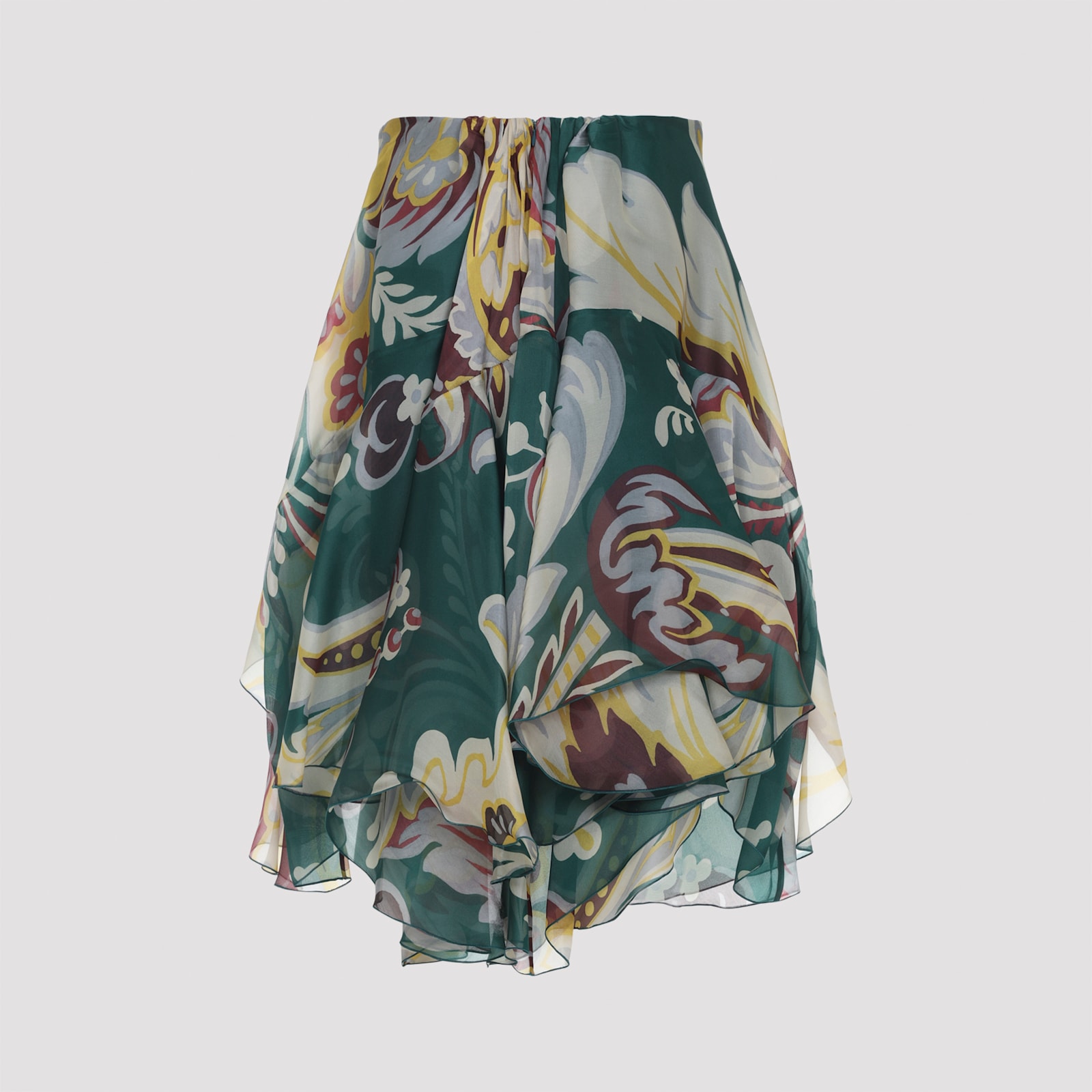 Etro Floral Layered Asymmetric Hem Skirt In Multi