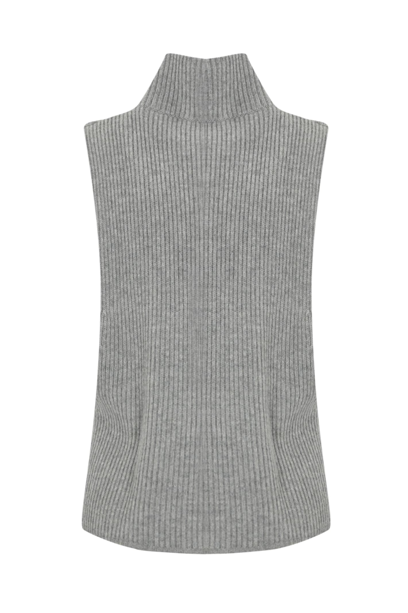 Shop Max Mara Sabbia Cashmere Knitted Vest In Grigio Chiaro