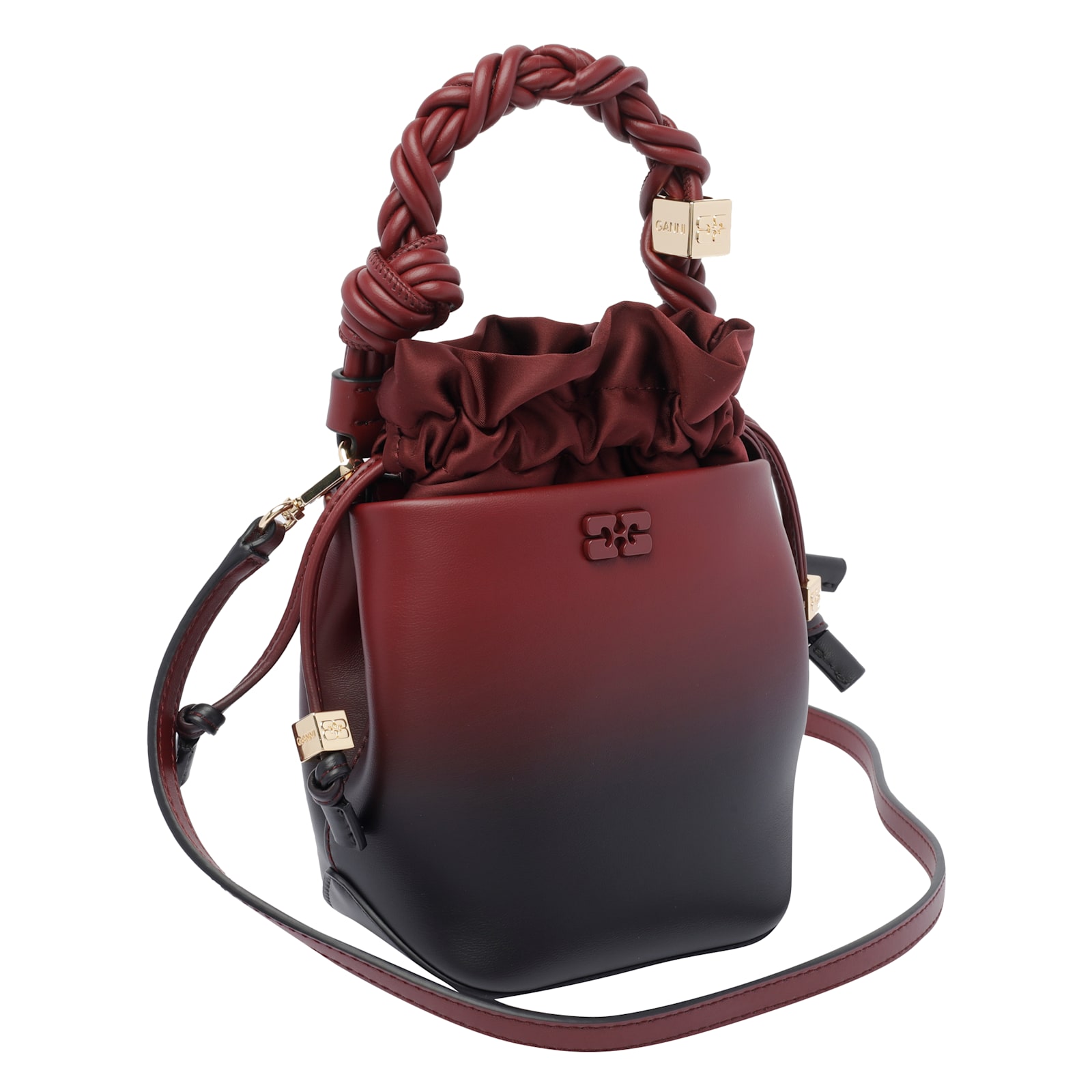 Ganni Mini Bou Bucket Bag In Red