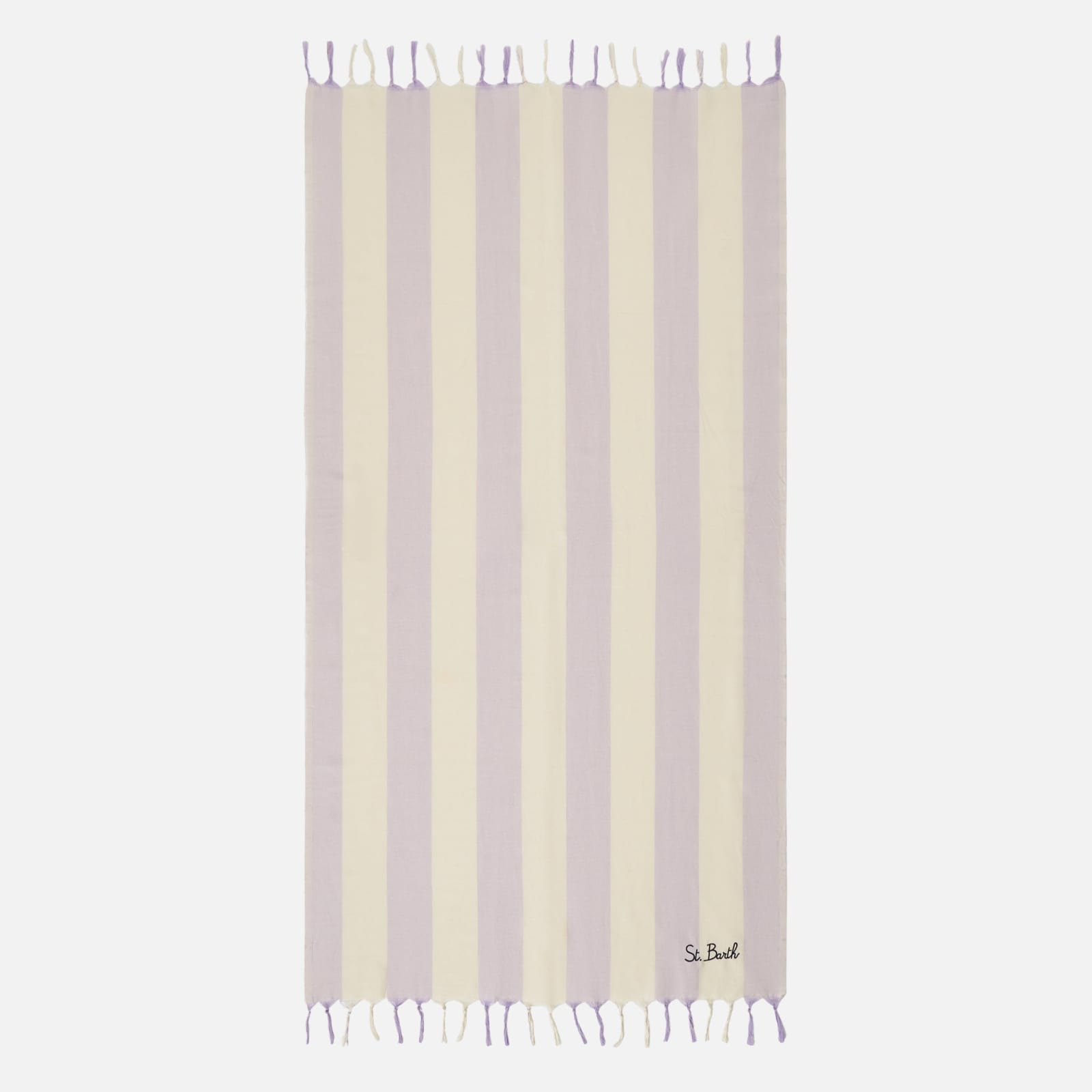 Mc2 Saint Barth Fouta Lightweight With White And Lilac Stripes In Pink