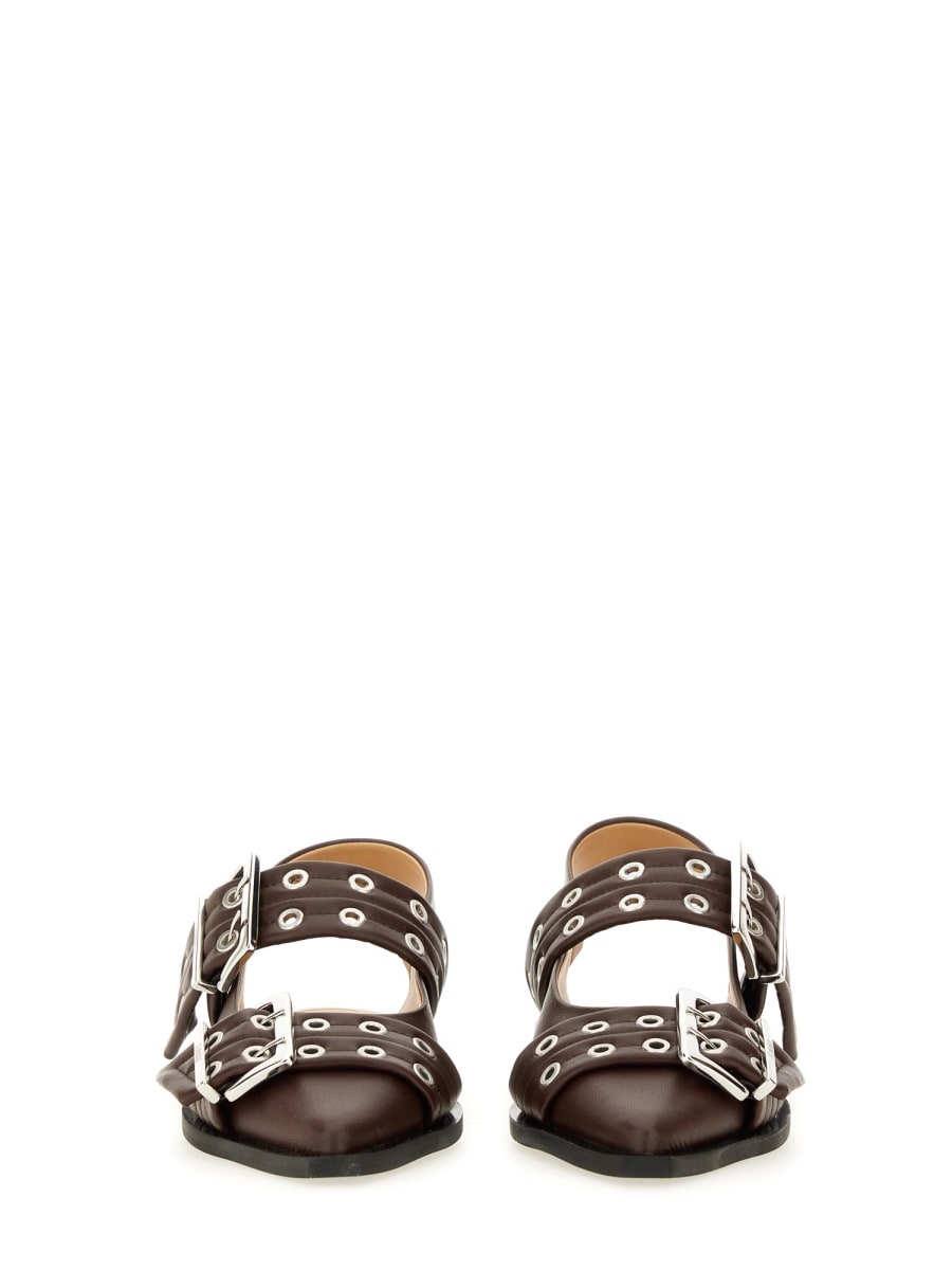 Shop Ganni Ballerina With Buckle In Brown