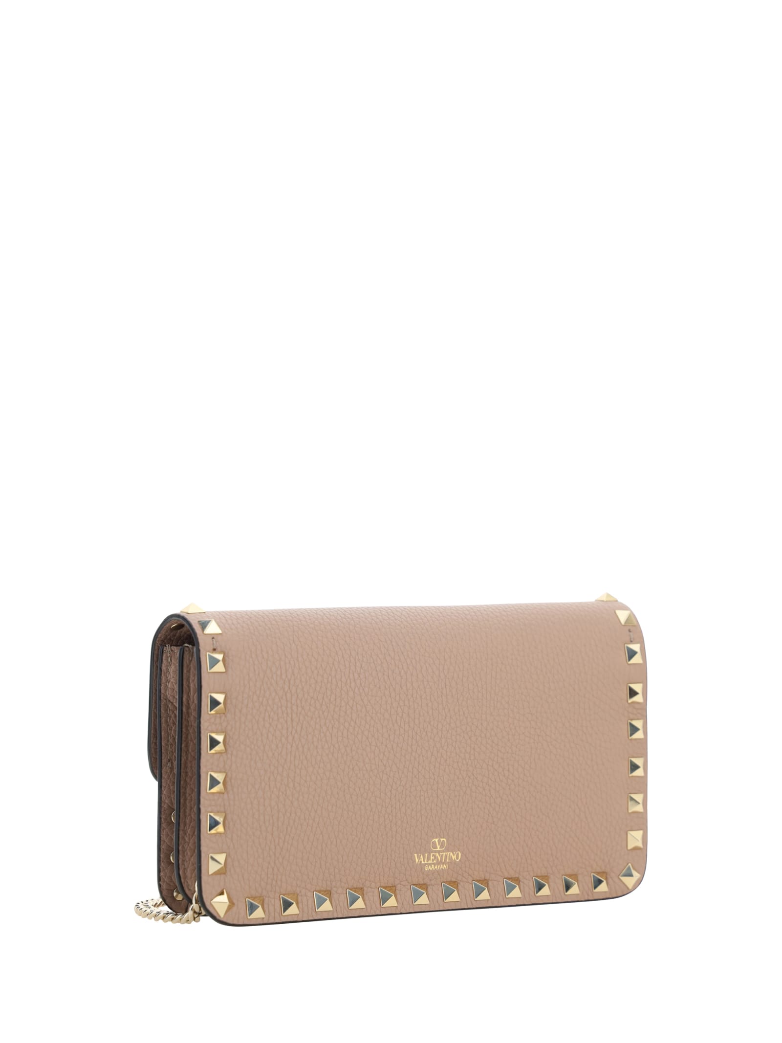 Shop Valentino Rockstud Shoulder Bag In Poudre