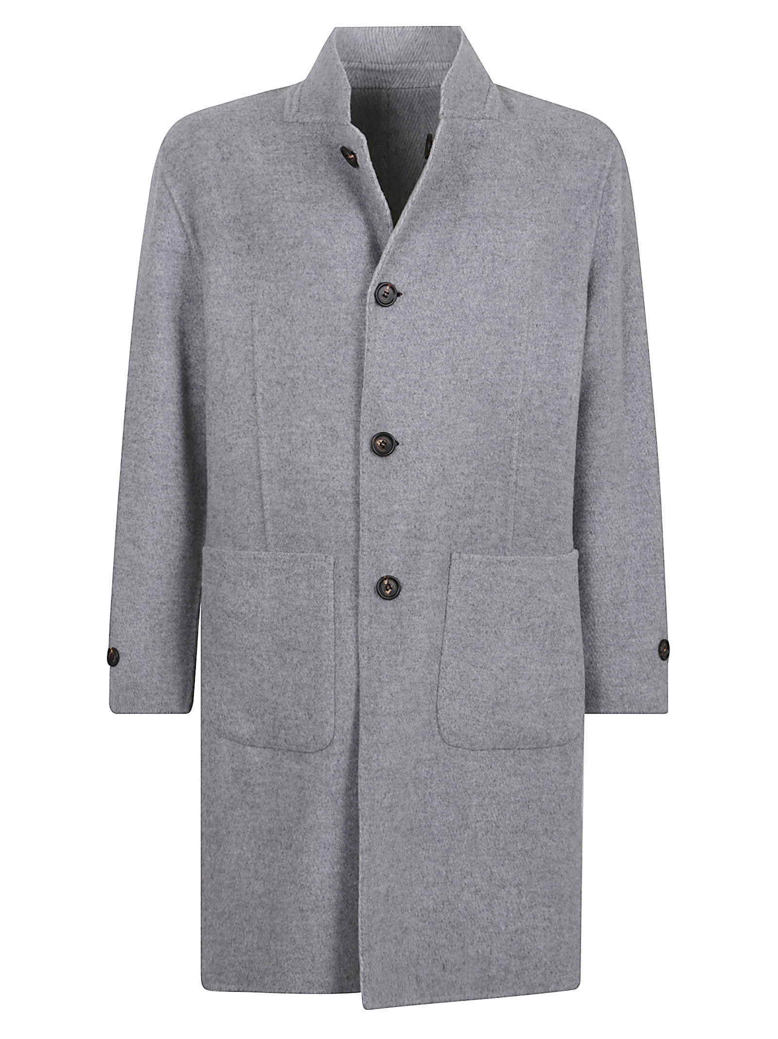Eleventy Wool-cashmere Blend Coat With Stand Collar In Gray