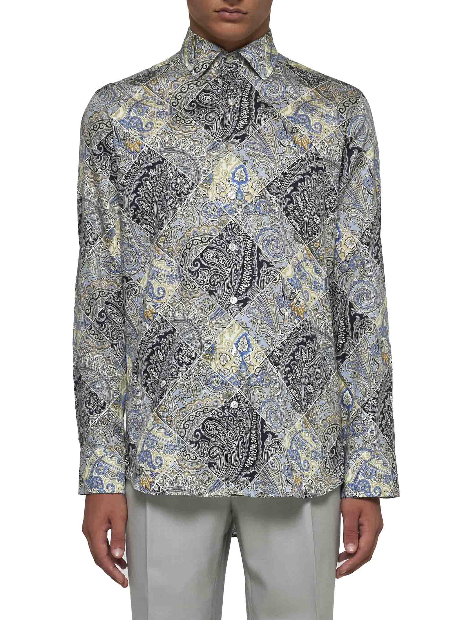 Shop Etro Shirt In Stampa F.do Blu