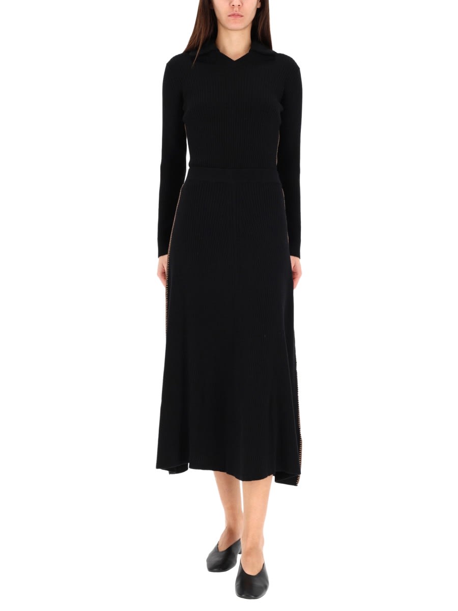 Paul Smith Midi Knitwear With Side Zipper And V Neck In Black