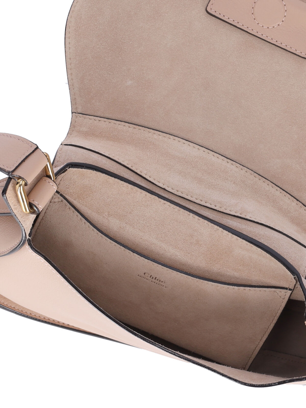Chloé Floral Grey Calfskin Bag With Adjustable Shoulder Strap In Beige