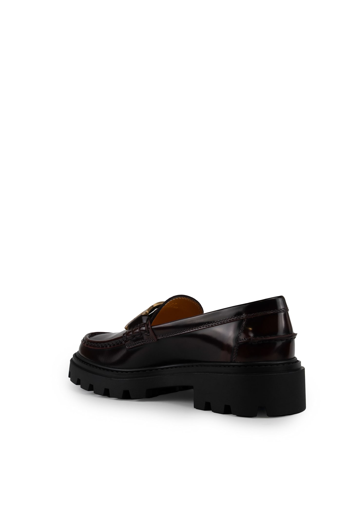 Shop Tod's Burgundy Leather Loafers With Gold Buckle In Bordeaux