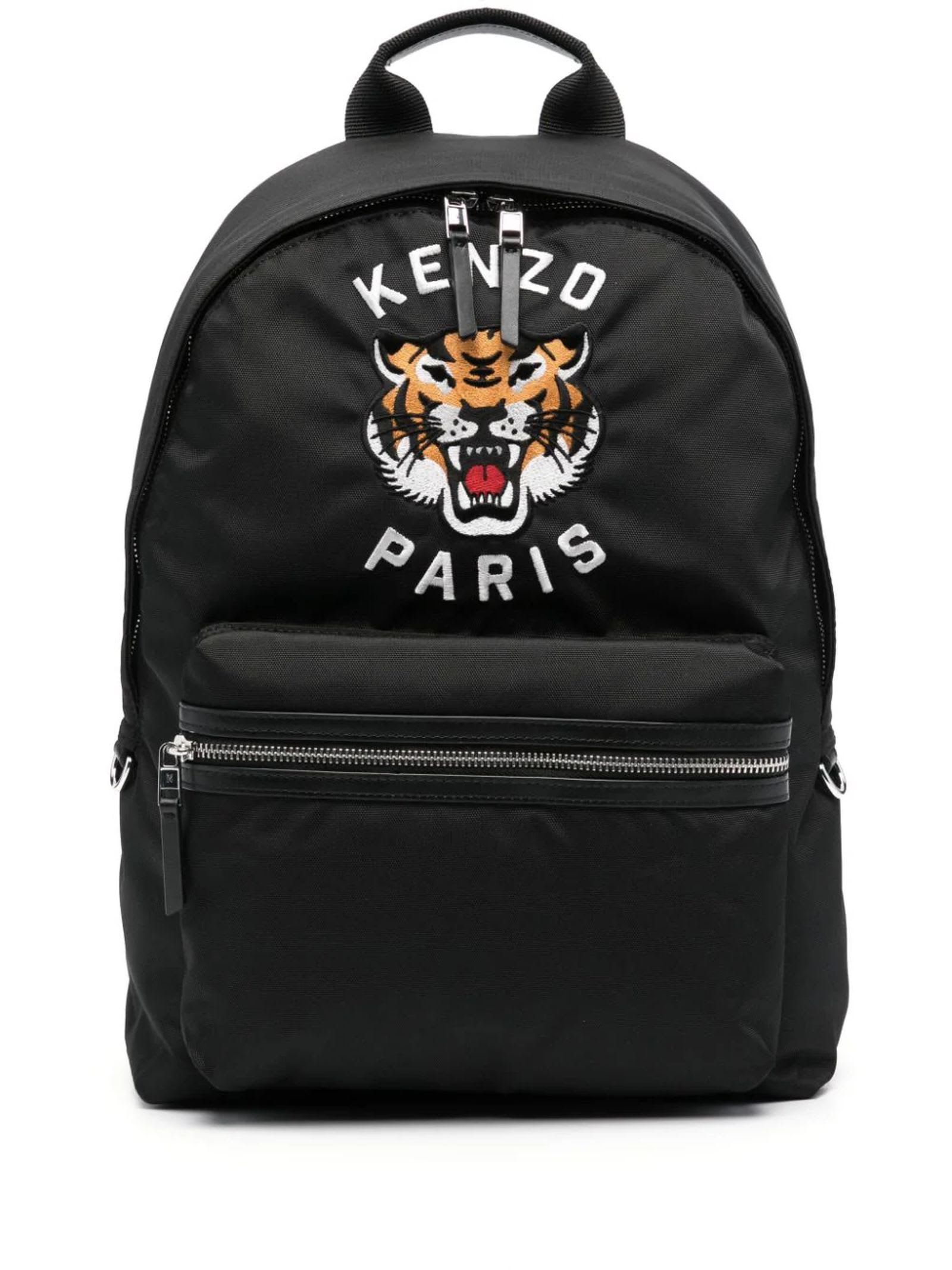 Kenzo Black Tiger-motif Backpack In Nero