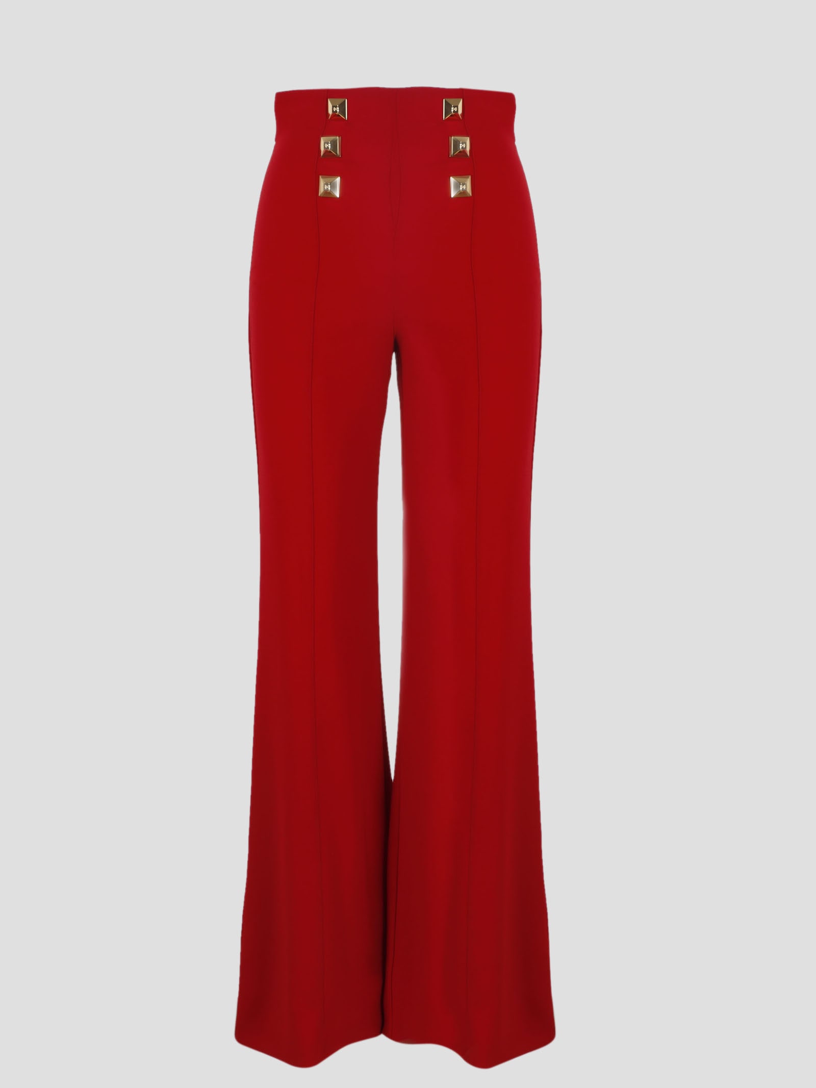 Elisabetta Franchi Maxi Studs Trousers In Red
