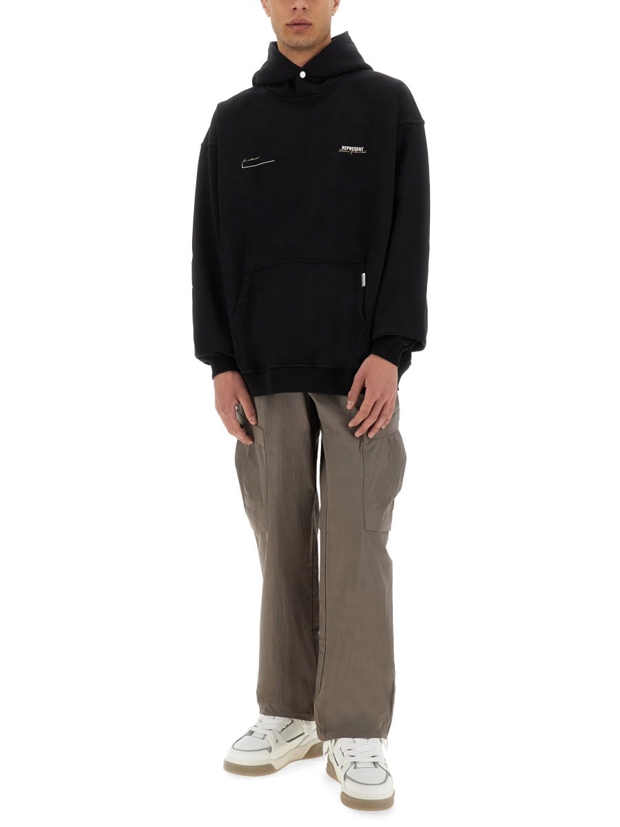 Represent 'patron Of The Club' Black Hoodie With Front And Back Logo Print In Black