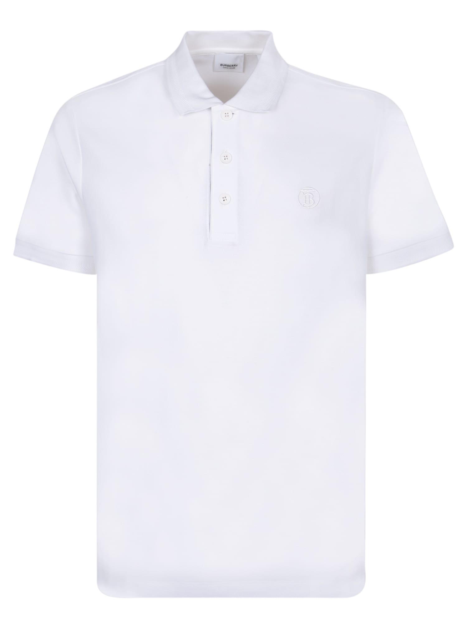 Shop Burberry Eddie Tb White Polo Shirt
