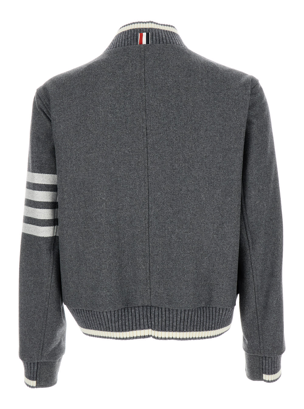 Shop Thom Browne Grey Bomber Jacket With Signature 4bar Stripe In Wool Man