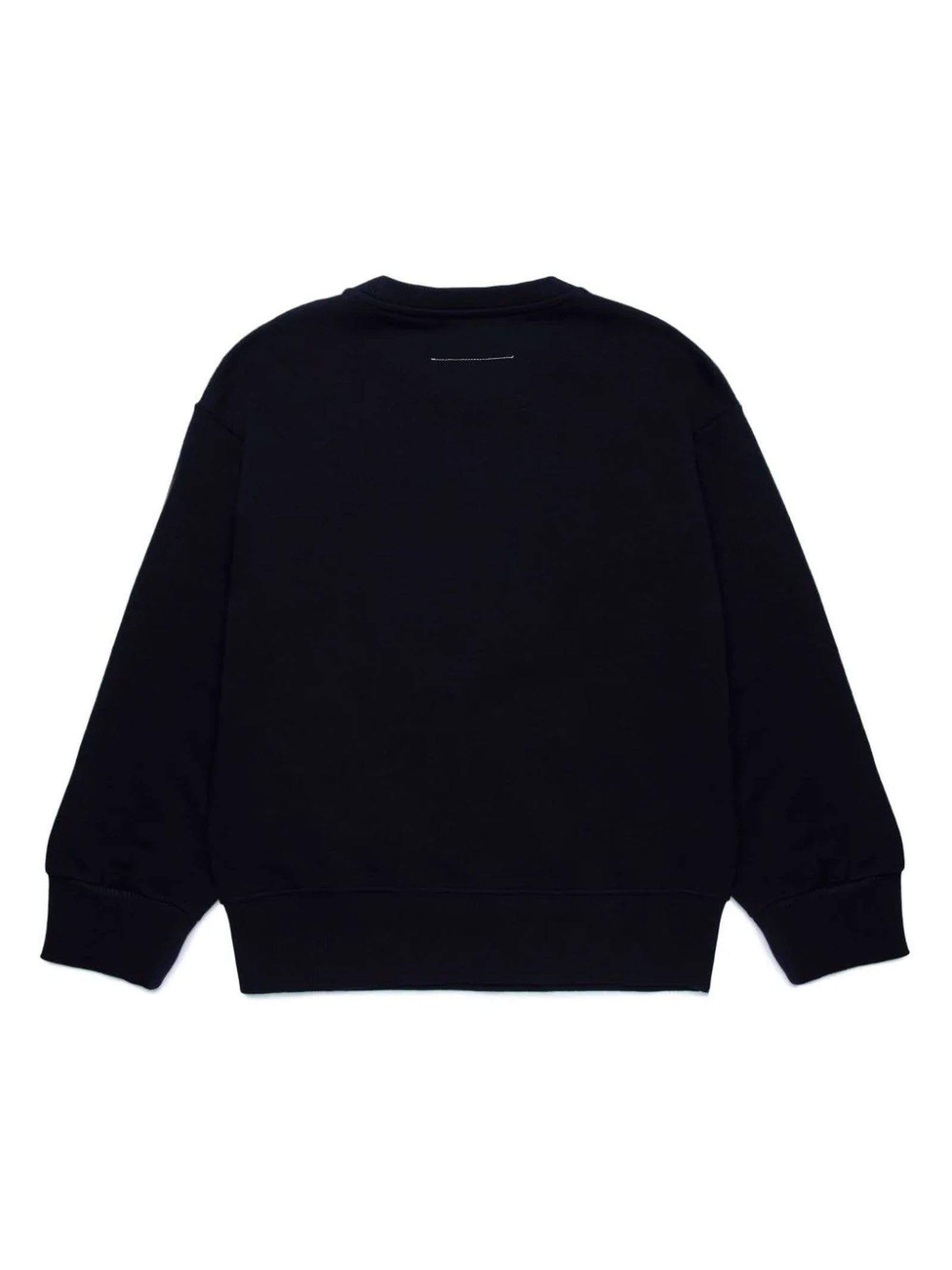 Shop Mm6 Maison Margiela Black Cotton Sweatshirt In Nero