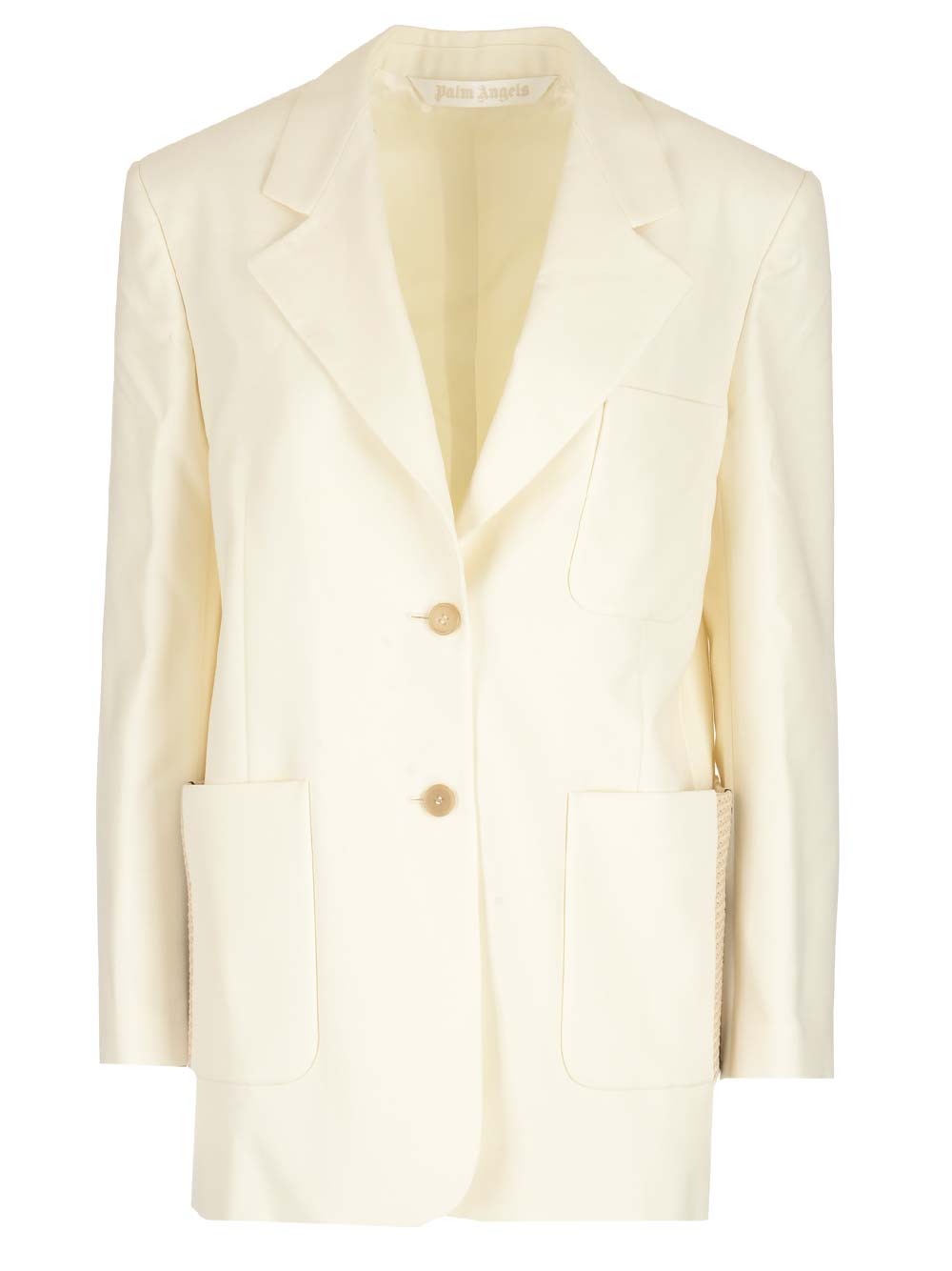 Palm Angels Single-breasted Wool-blend Blazer In White