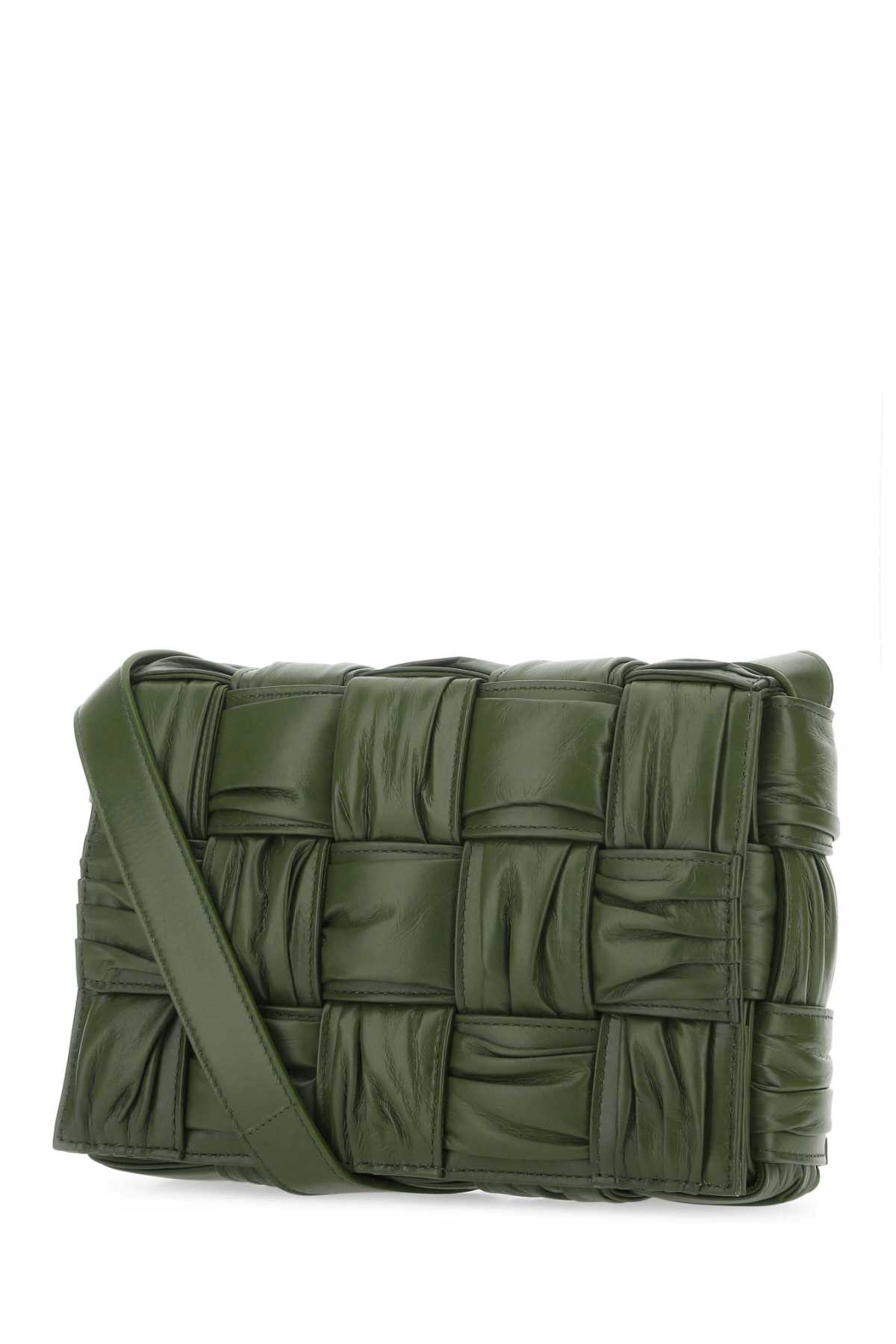 Shop Bottega Veneta Olive Green Leather Cassette Crossbody Bag In 3150